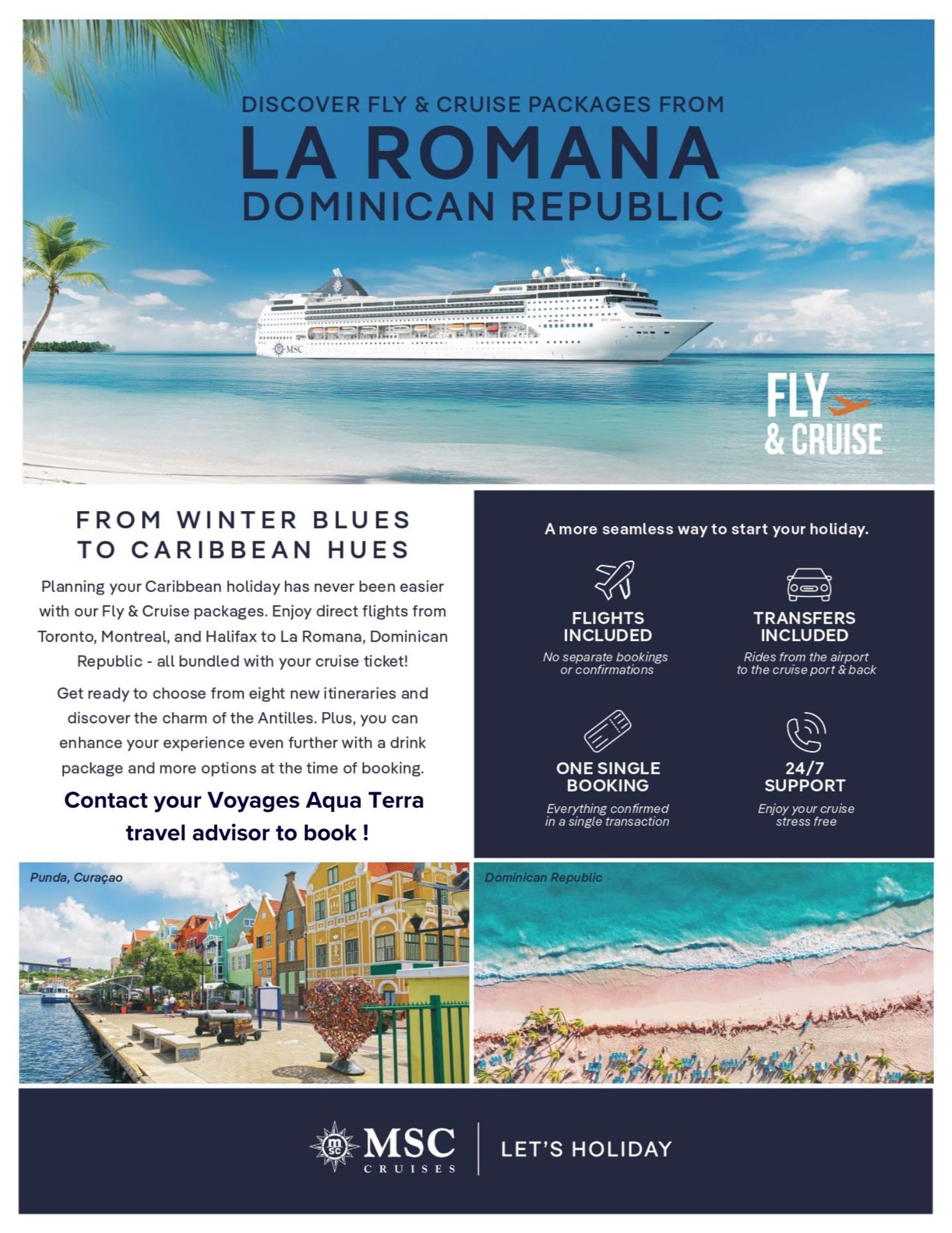 Amawaterways promotion discover fly & cruise packages from LA ROMANA Dominican republic with Aquaterra Travels