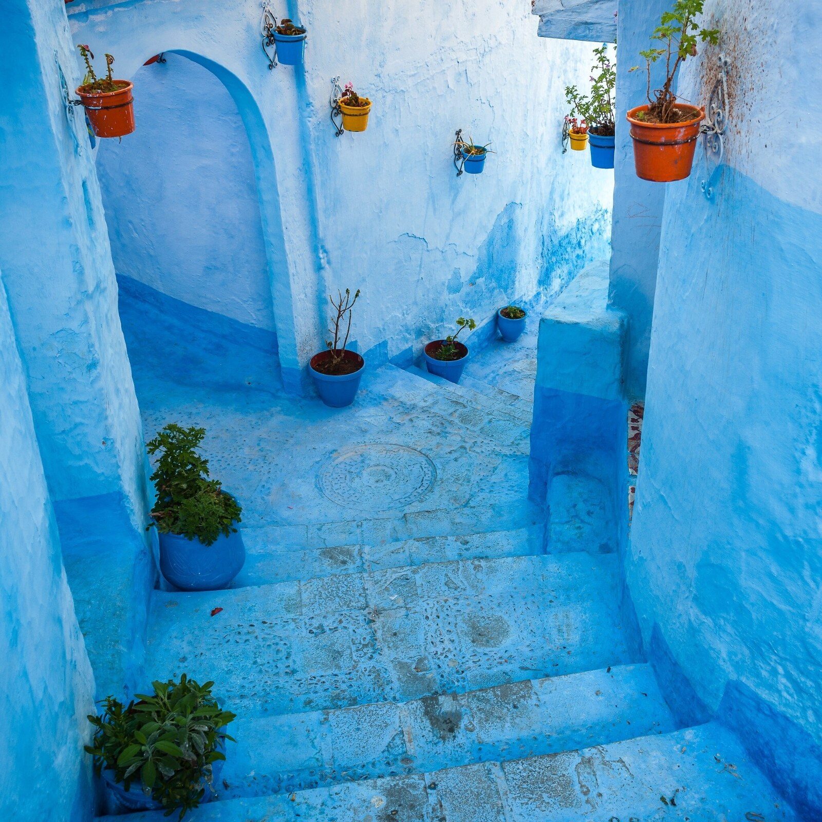 A blue lane in Chefchaouen, northern Morocco A blue lane in Chefchaouen, northern Morocco