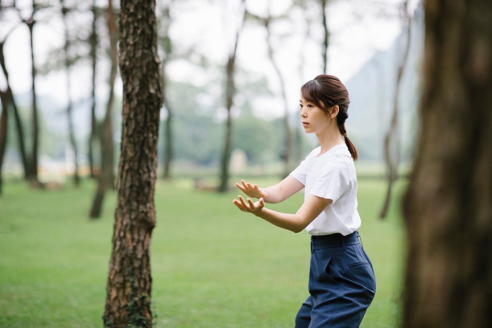 Séance de tai-chi dans les jardins du Club Med Guilin
