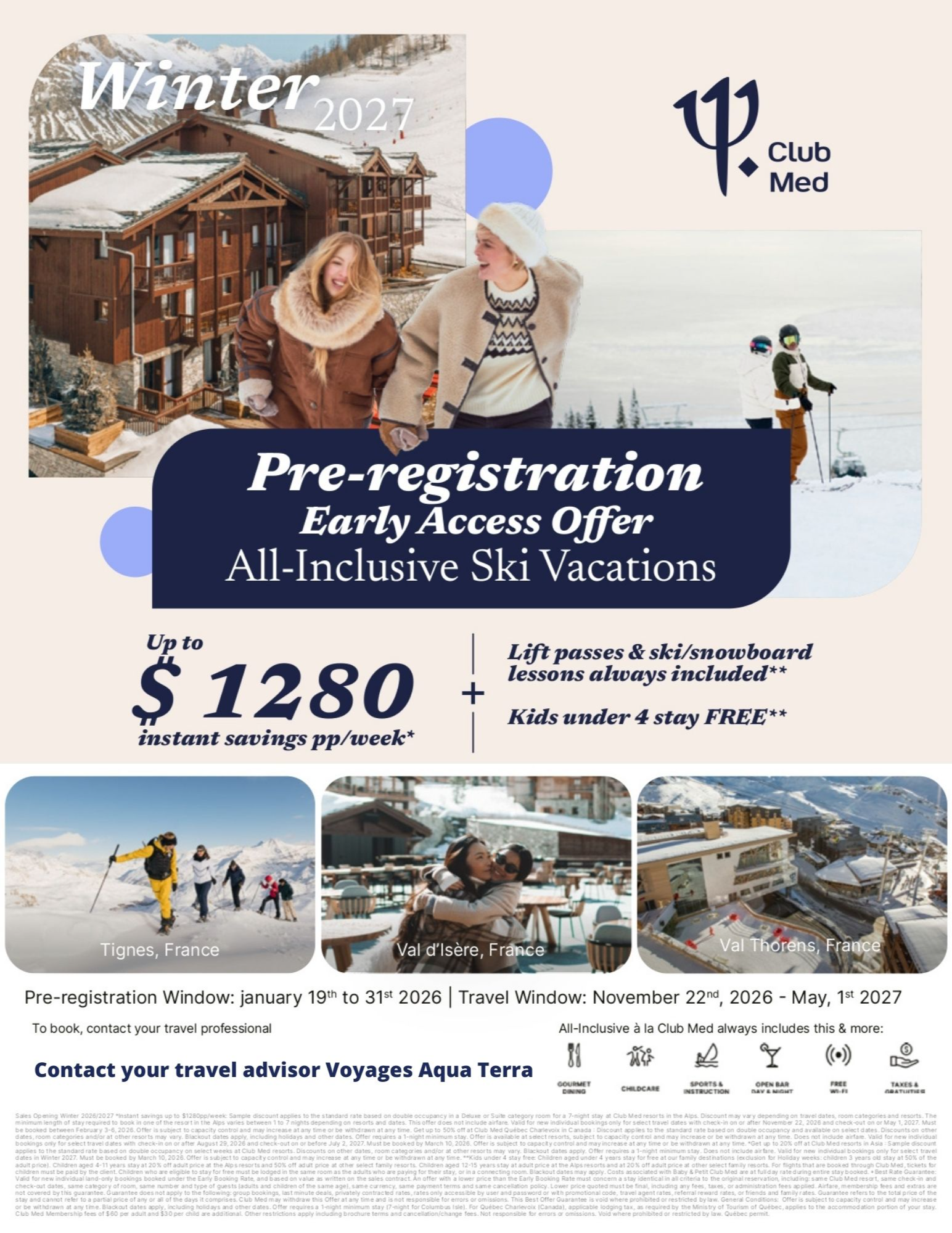 Club Med Promotions: Bookings now open for all-inclusive ski vacations, with savings of up to $1280 with Aqua Terra Travel