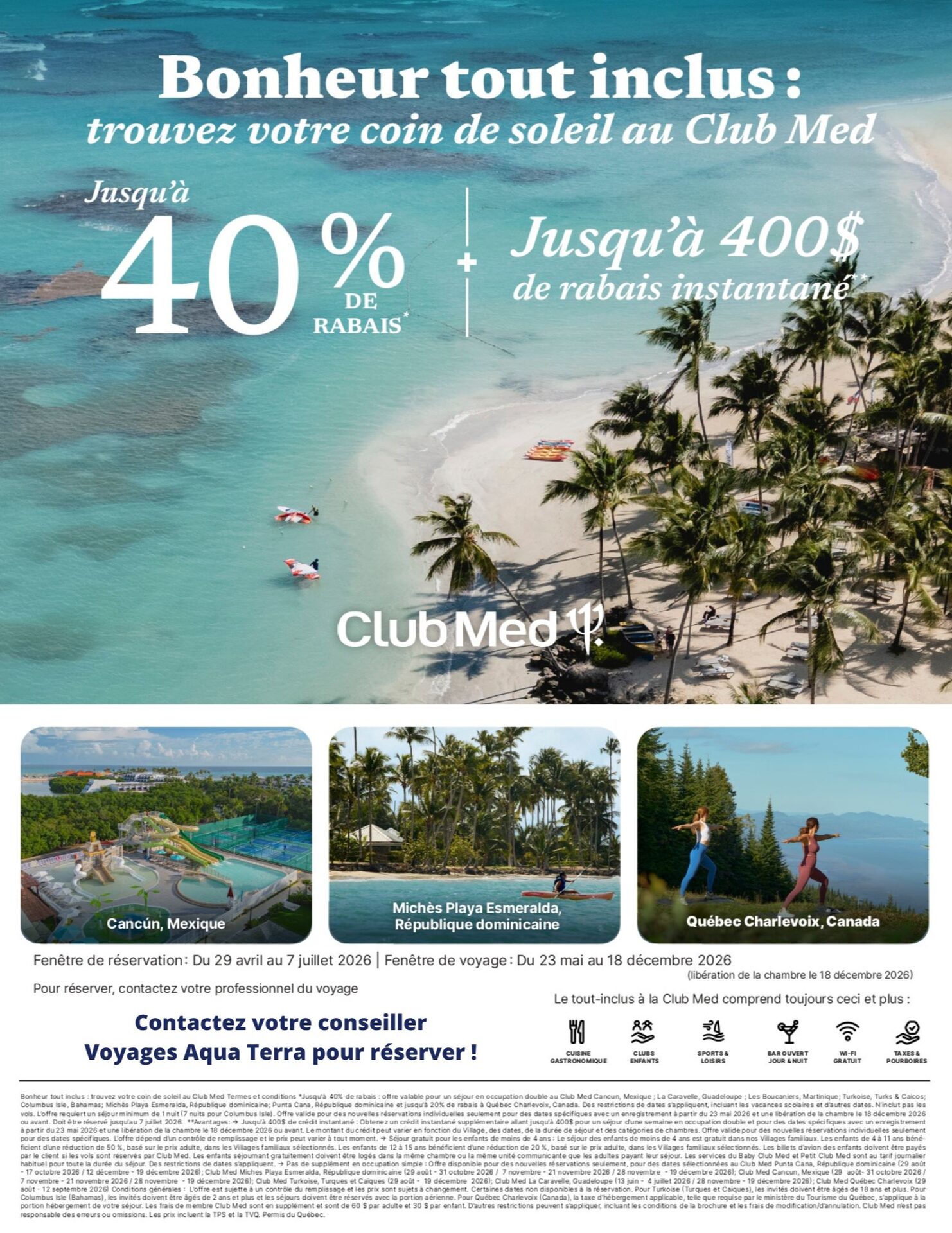 Promotion Club Med Bonheur tout inclus avec Voyage Aquaterra