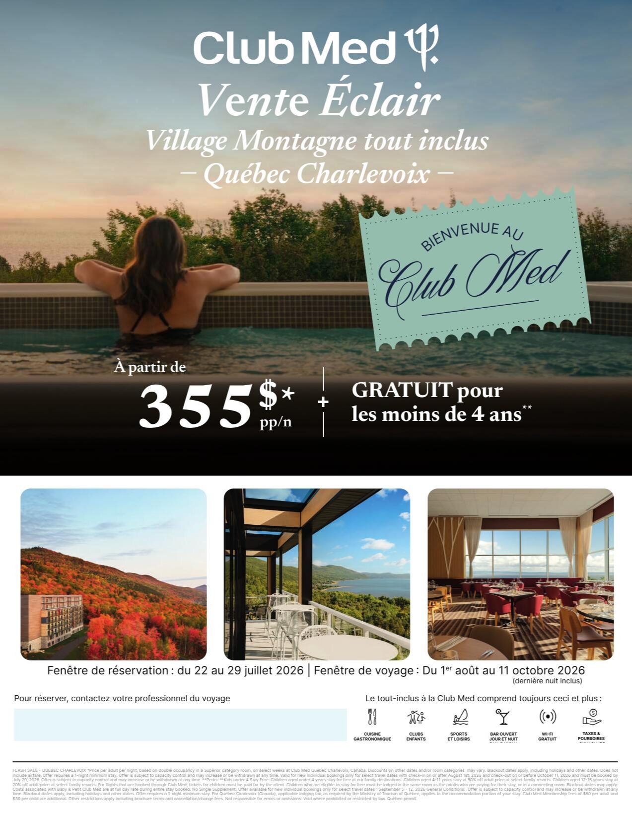Promotion Club Med Vente Éclair Village Montagne tout inclus avec Voyages Aquaterra
