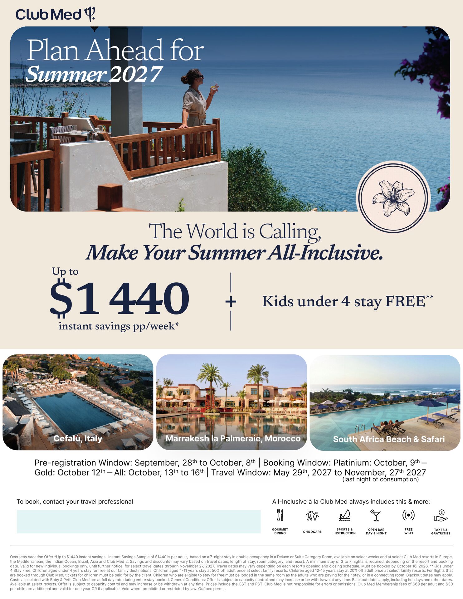 Club Med summer 2027: pre-registration September 28 to October 8, 2026, all-inclusive resorts in Cefalù, Marrakech and South Africa, with Voyages AquaTerra Club Med summer 2027: pre-registration September 28 to October 8, 2026, all-inclusive resorts in Cefalù, Marrakech and South Africa, with Voyages AquaTerra