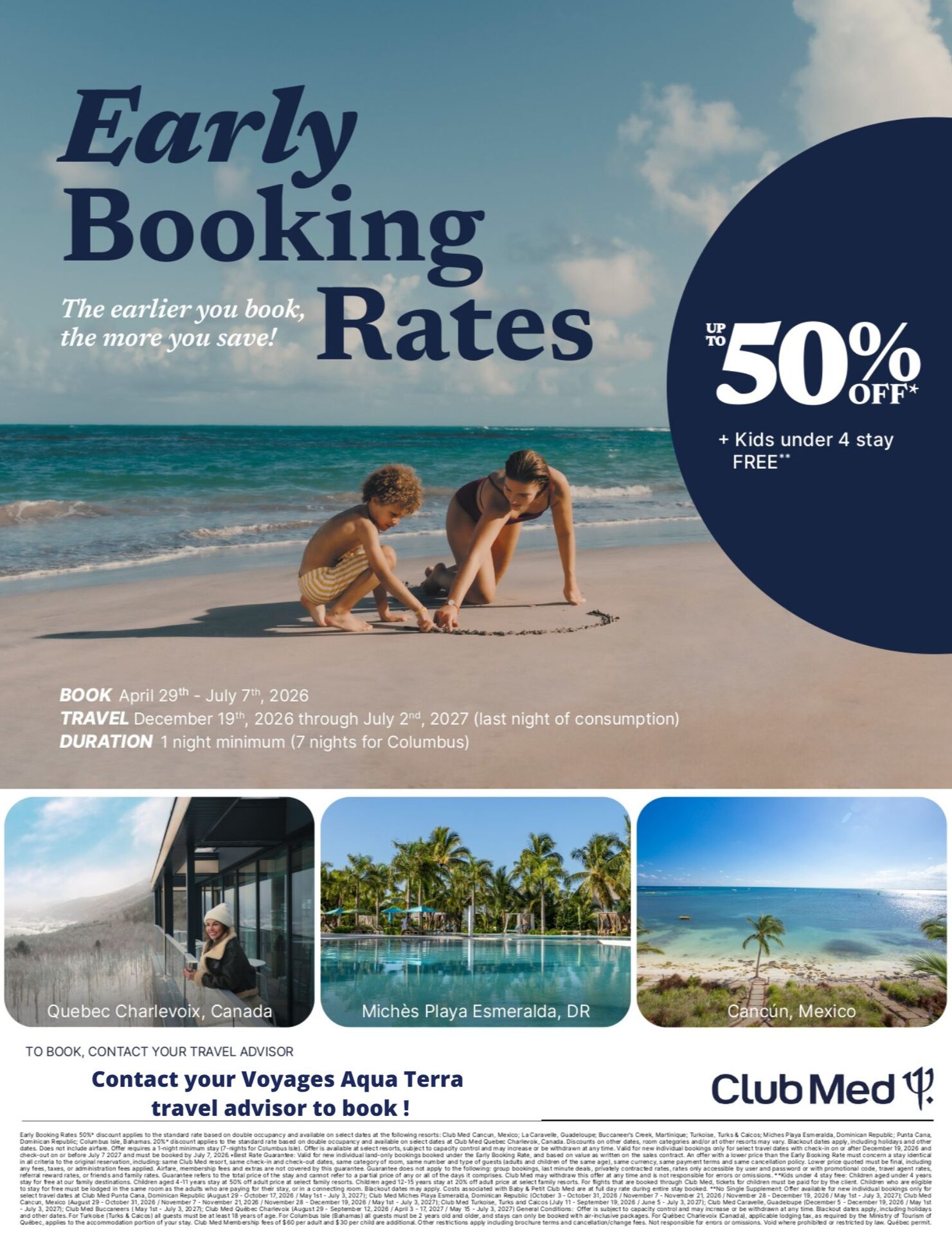 Club Med Promotion Early booking rates with Aquaterra Travels