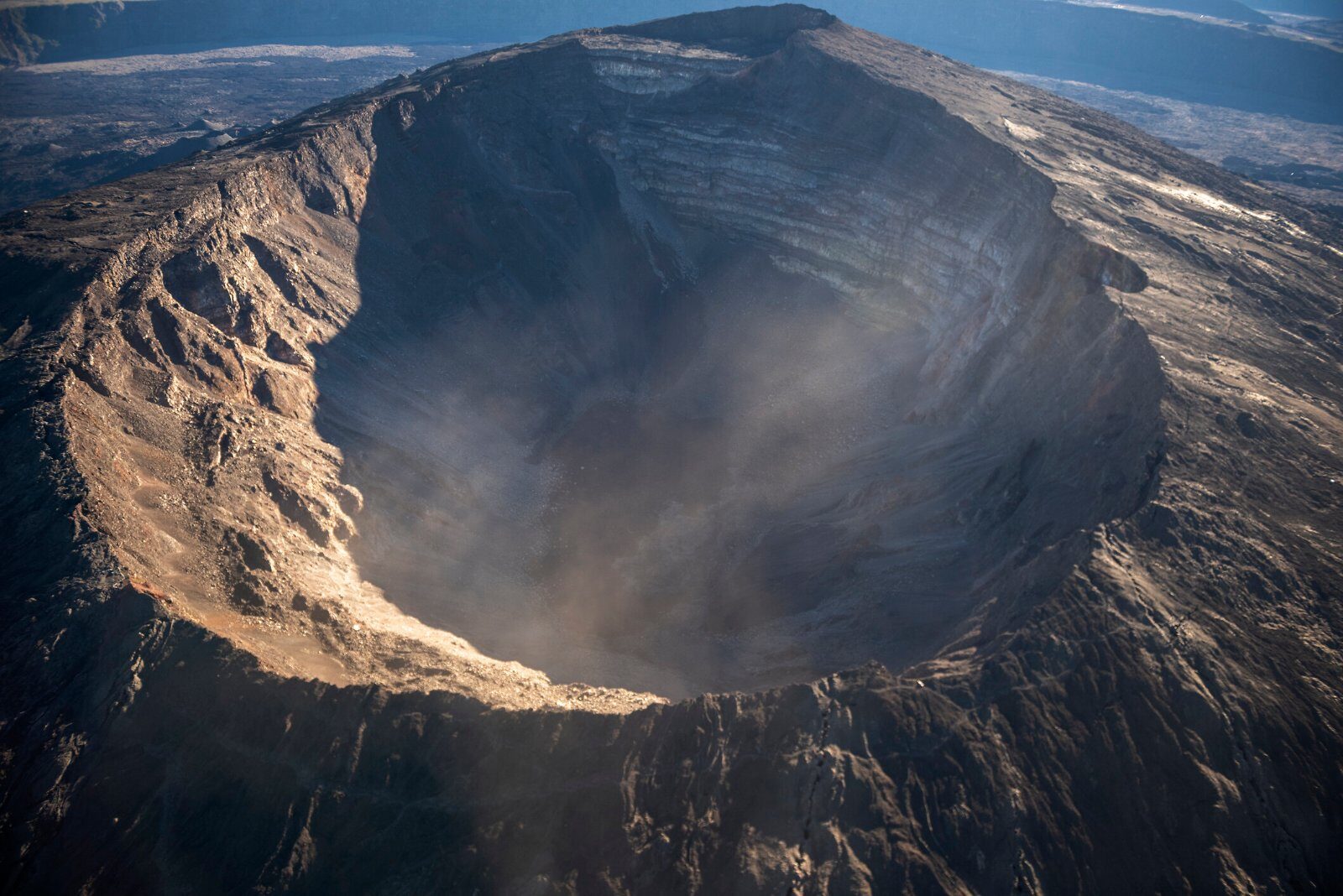 Crater of Piton de la Fournaise from above