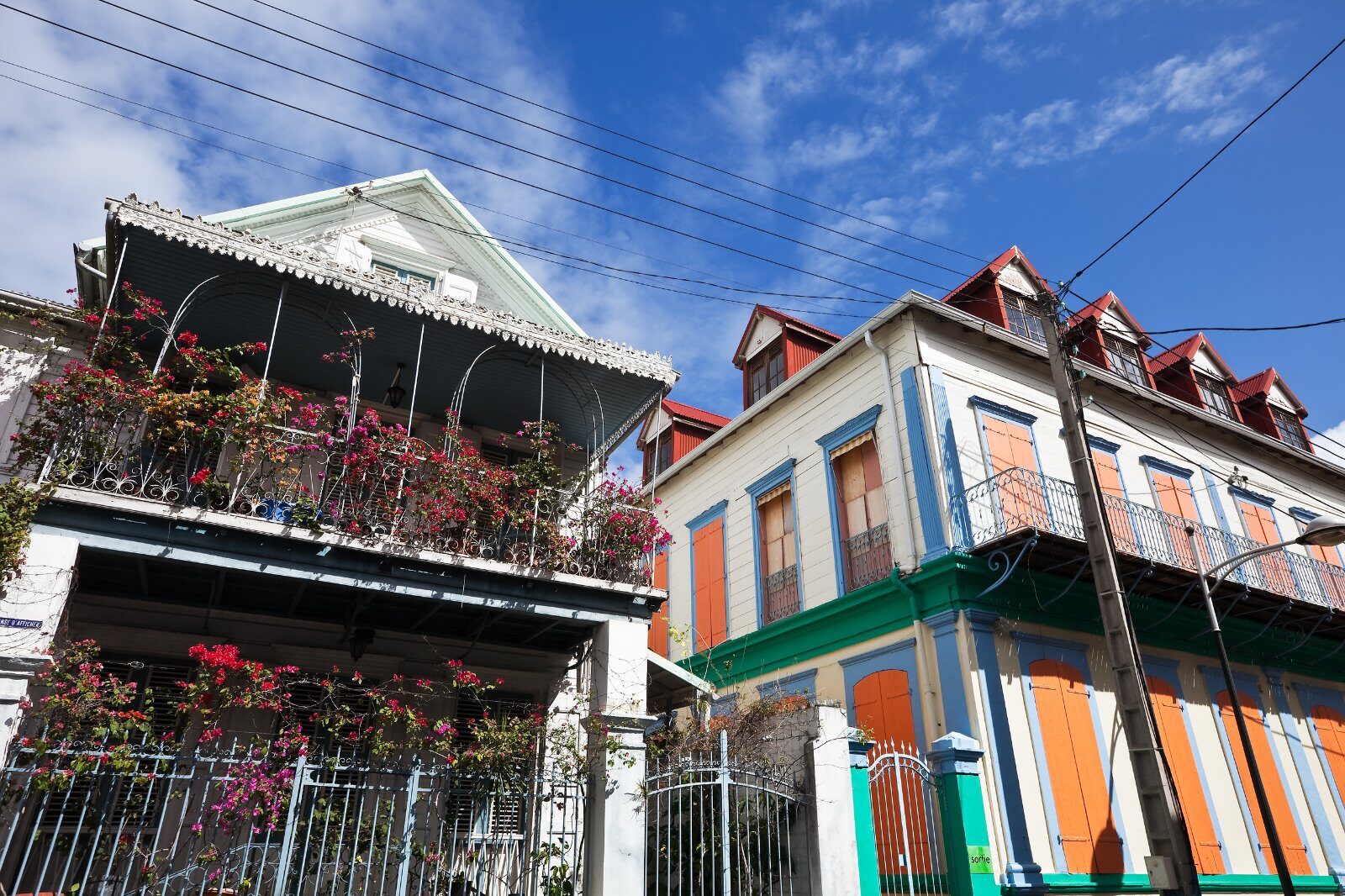 Creole houses with colourful balconies