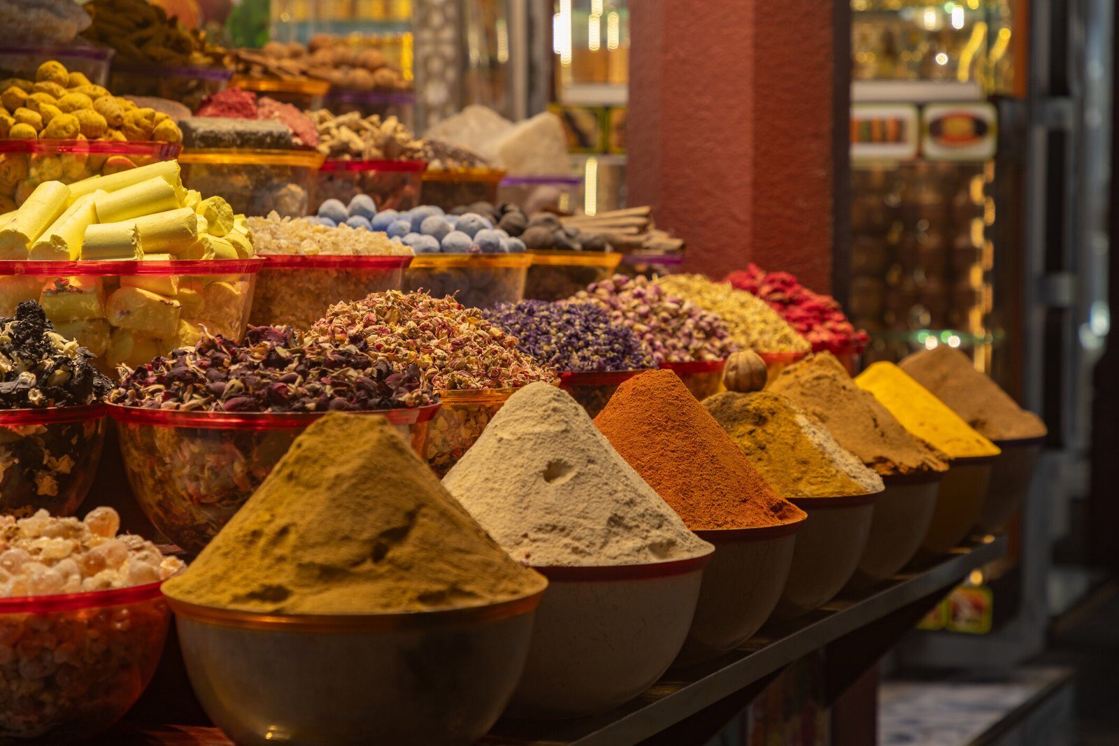 Colourful spices in an Emirati souk