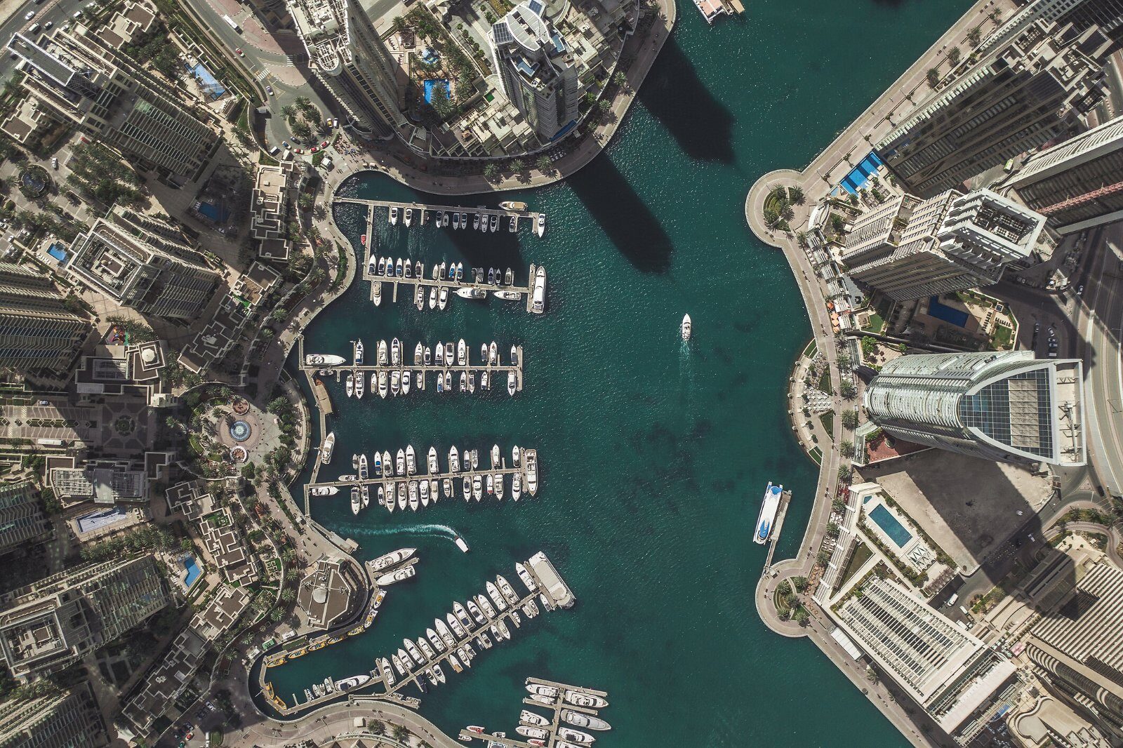 Aerial view of the Dubai coastline