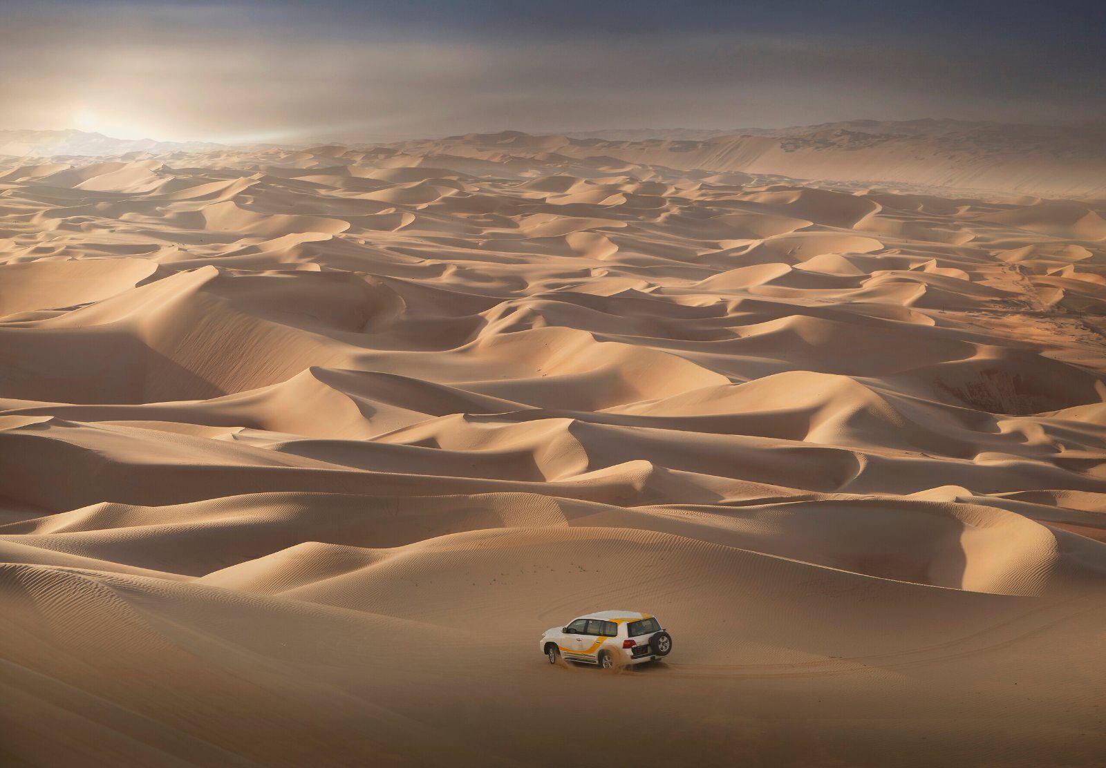 Off-road vehicle in the Dubai desert dunes
