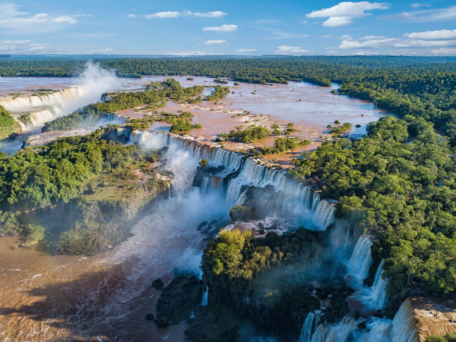 Iguazú Falls from above in the rainforest