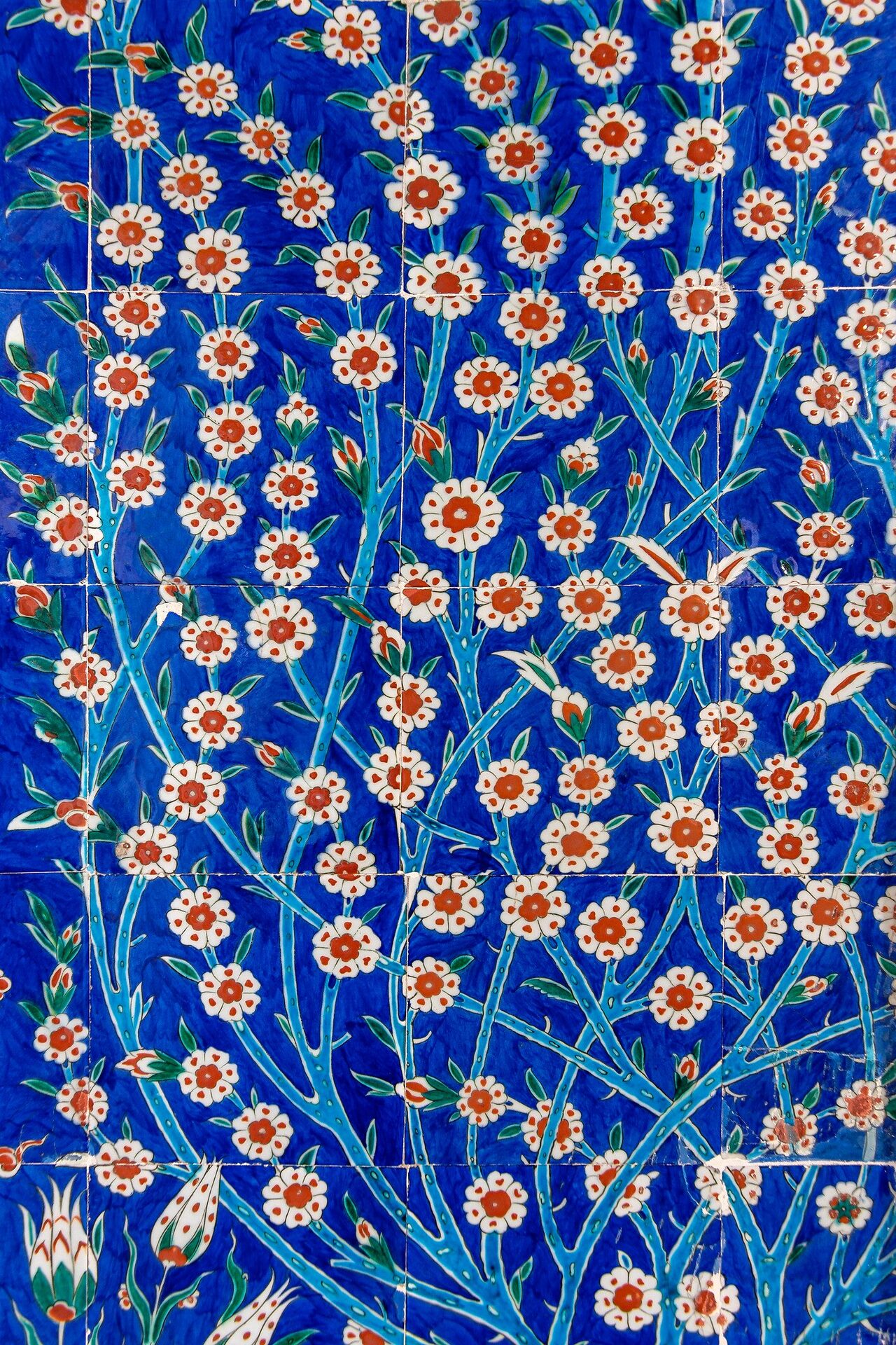 Turkish ceramic tiles with floral patterns