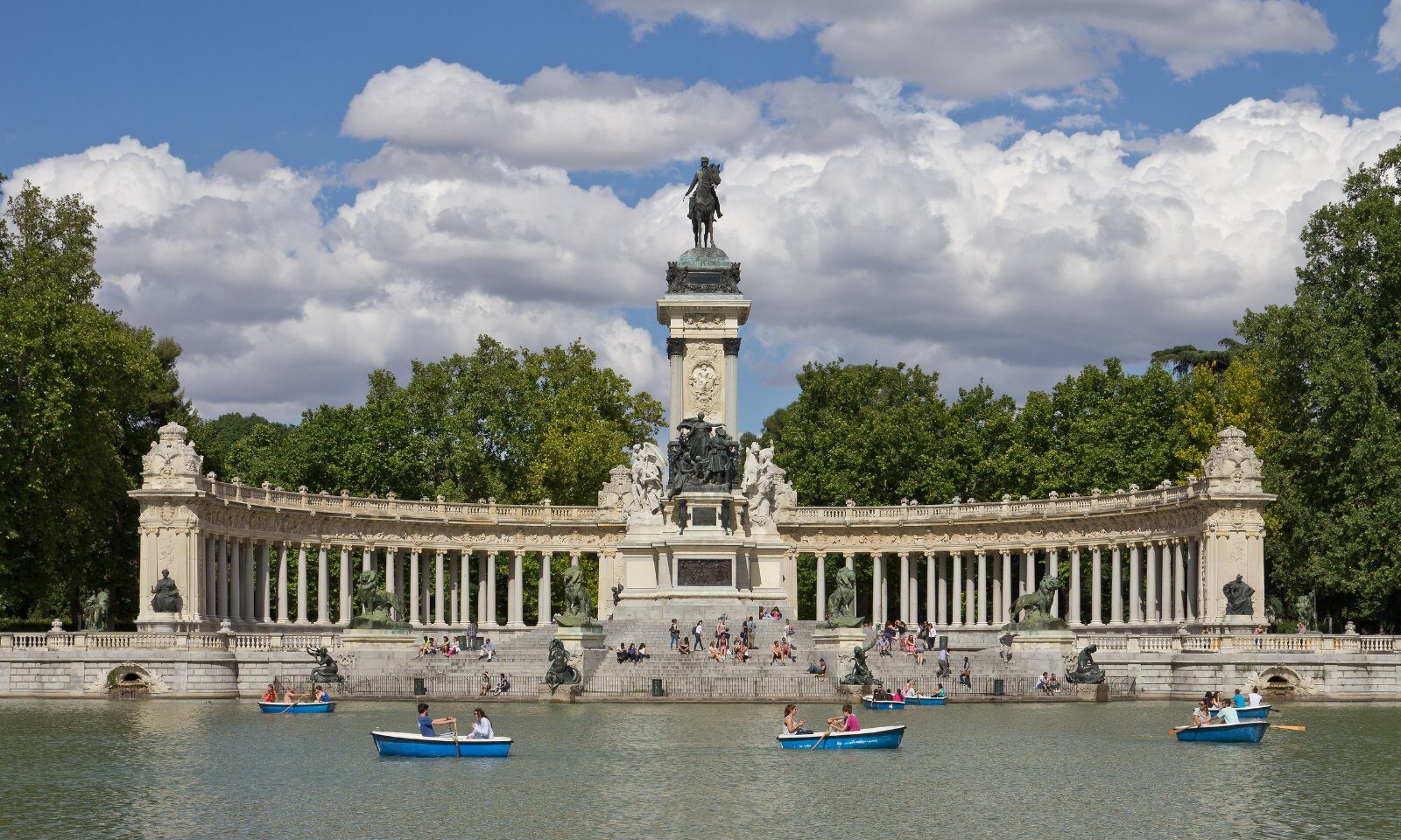 Alfonso XII monument by the lake in Retiro Park, Madrid