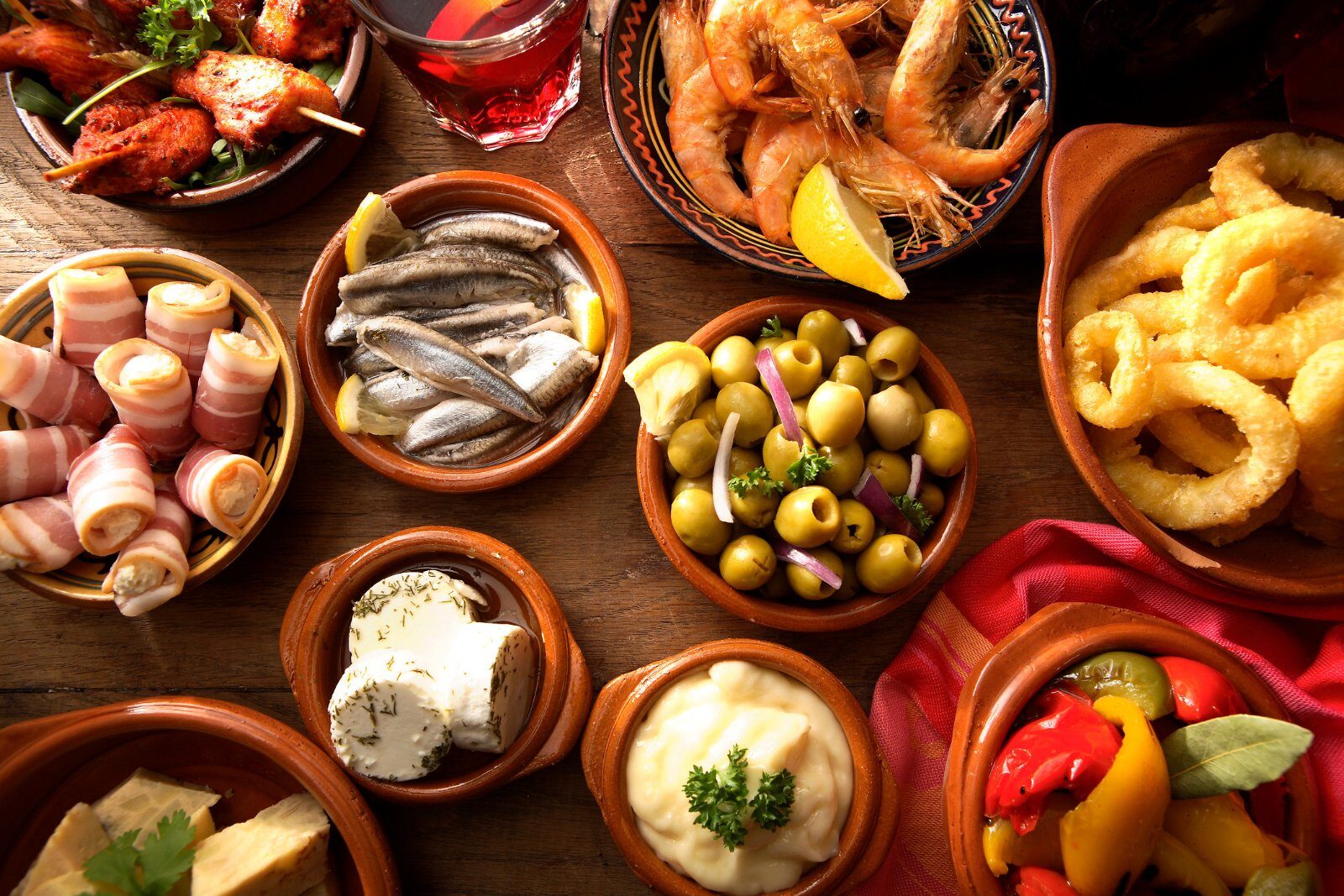 Andalusian tapas served at the table
