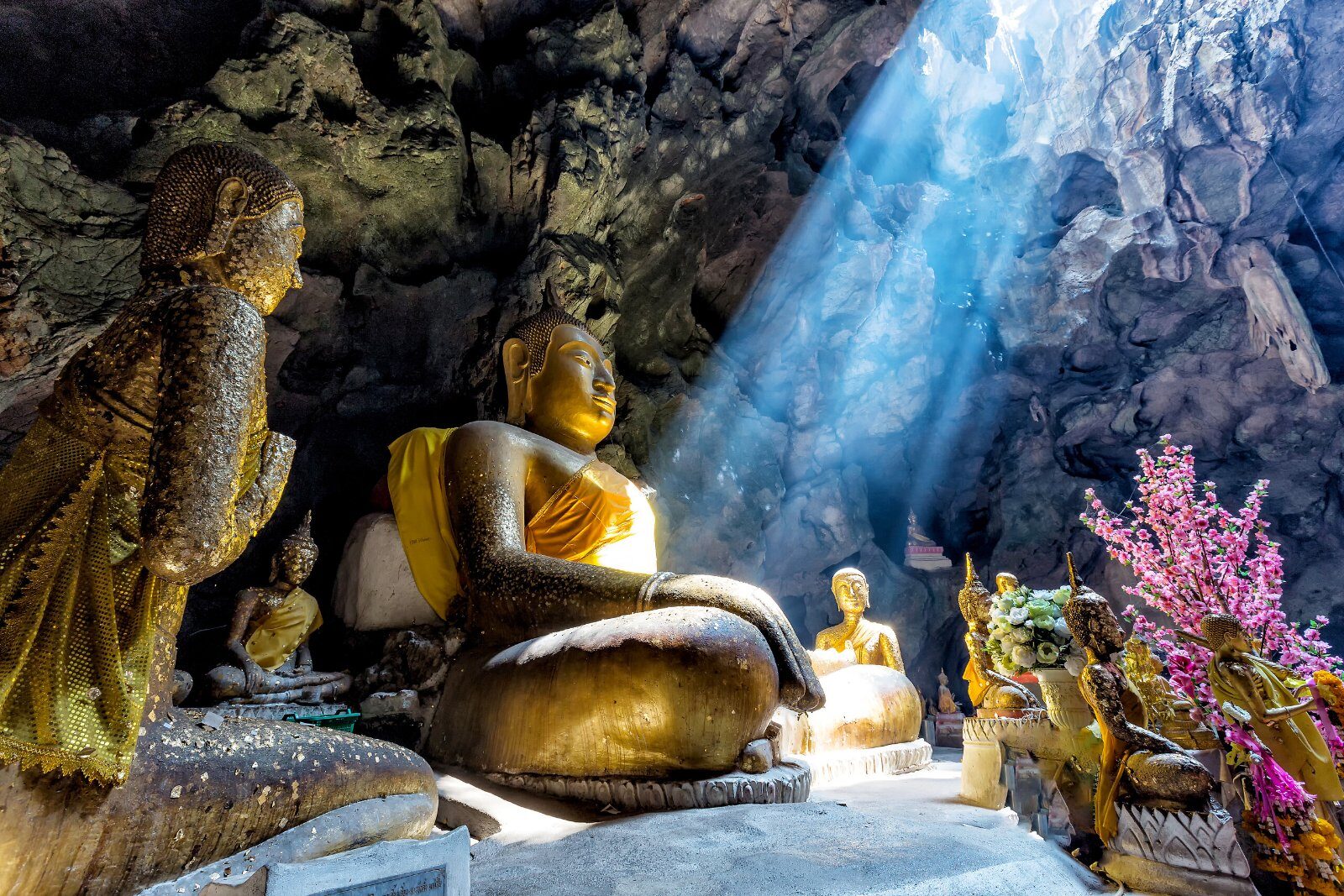 Buddha statue in a cave temple in Sri Lanka