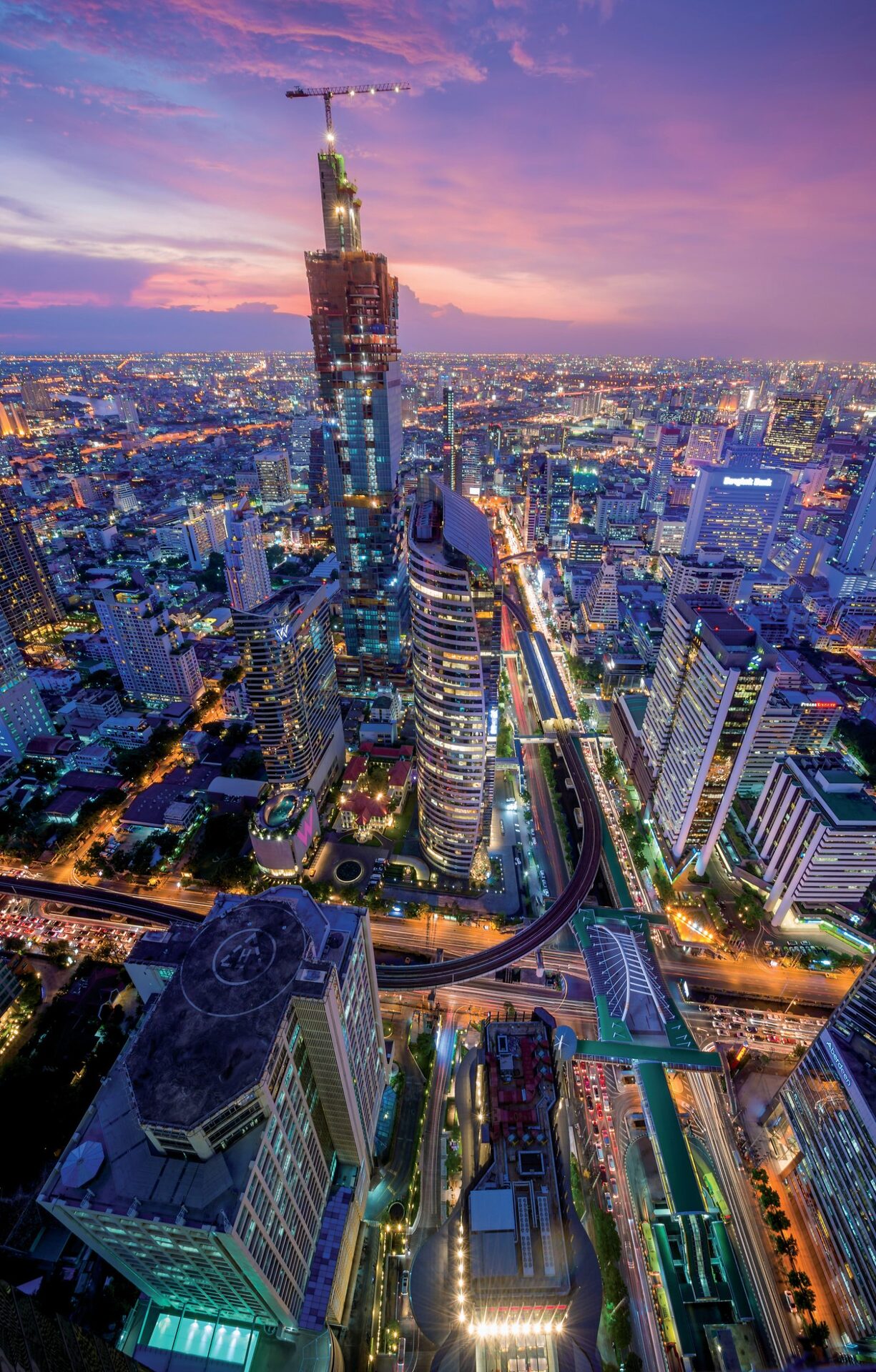 Bangkok skyscrapers at dusk