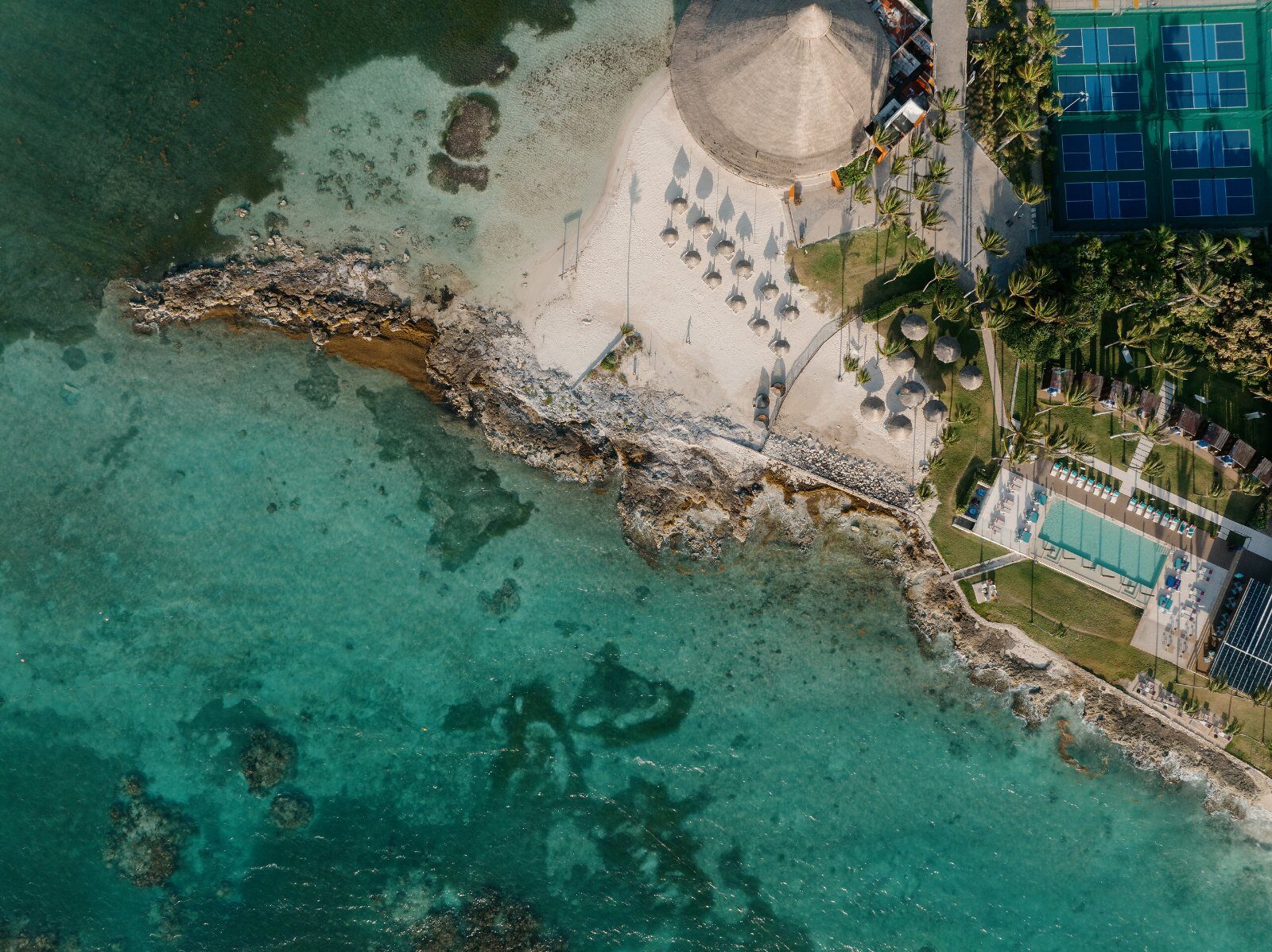Turquoise Yucatán coast from above