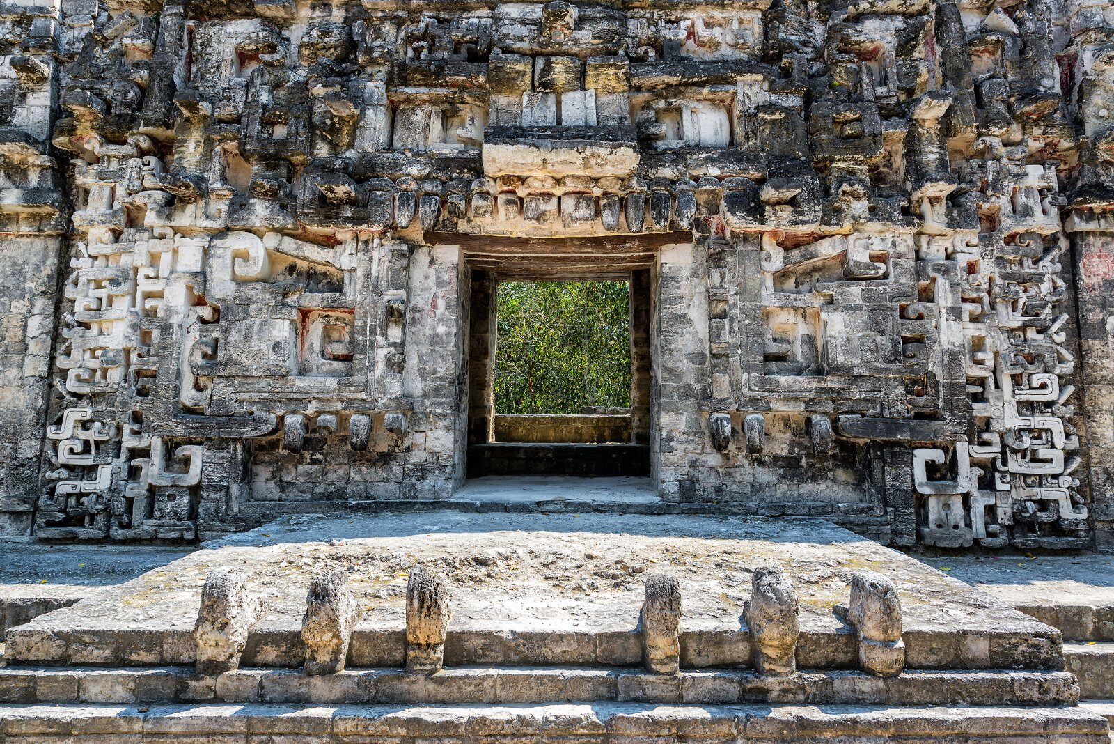 Carved facade of a Mayan temple