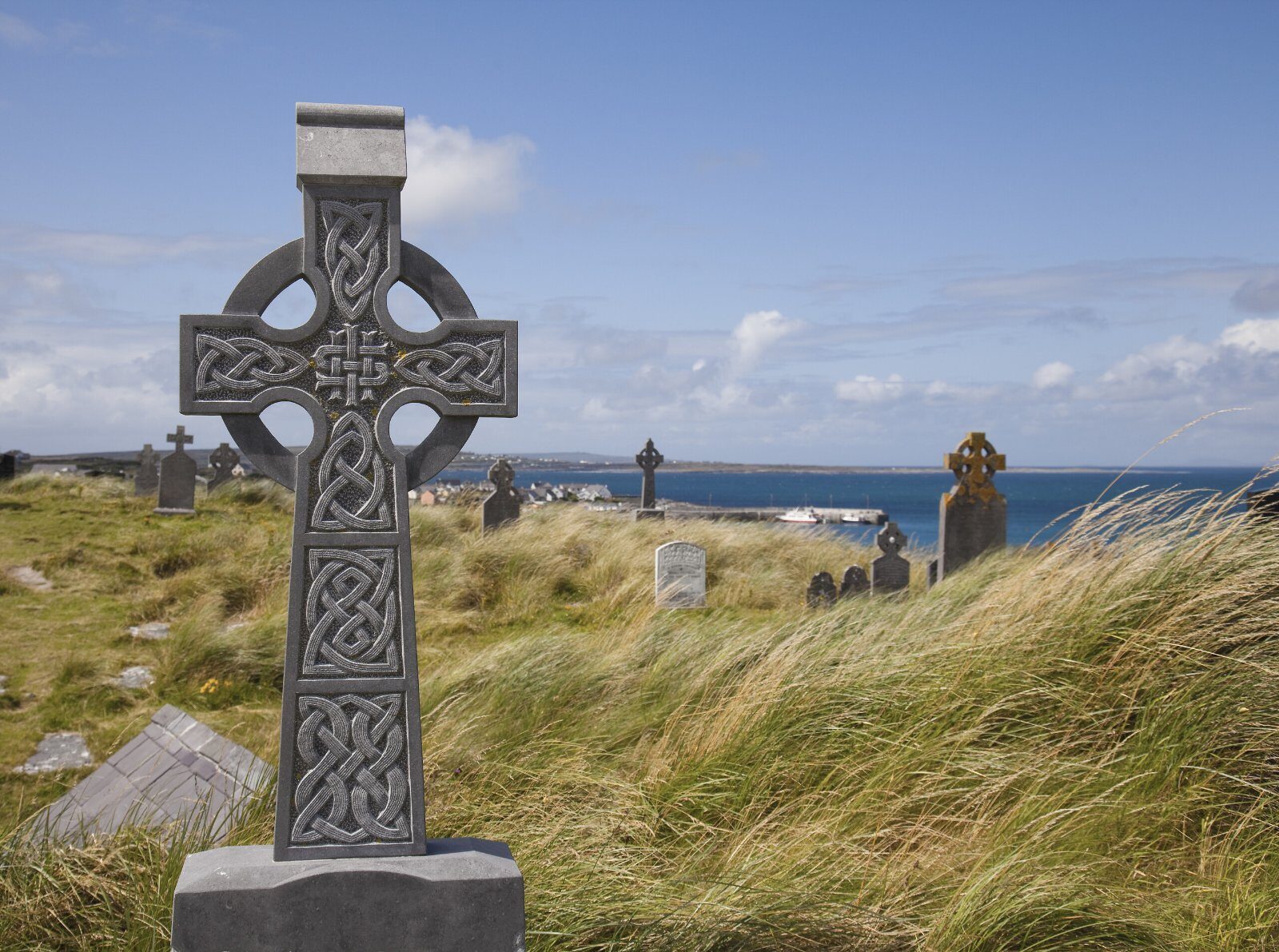 Celtic cross in an old cemetery