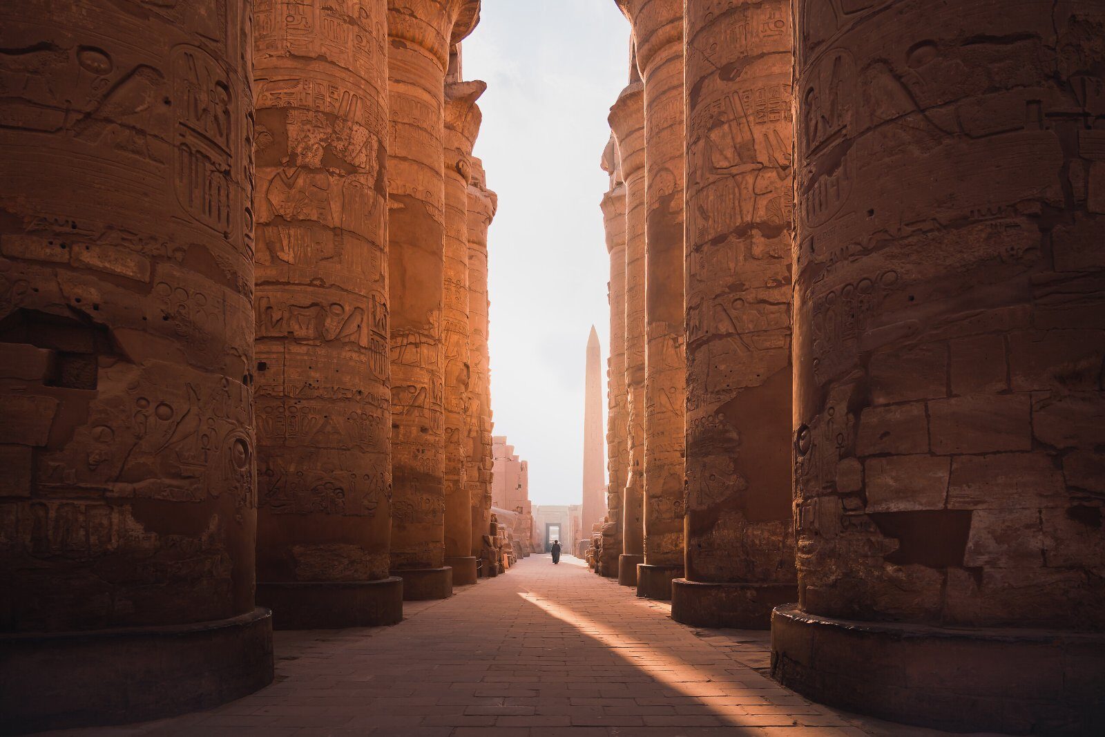 Avenue of giant columns in an Egyptian temple