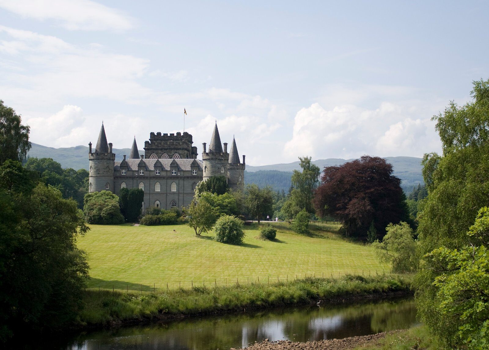 Scottish castle surrounded by gardens