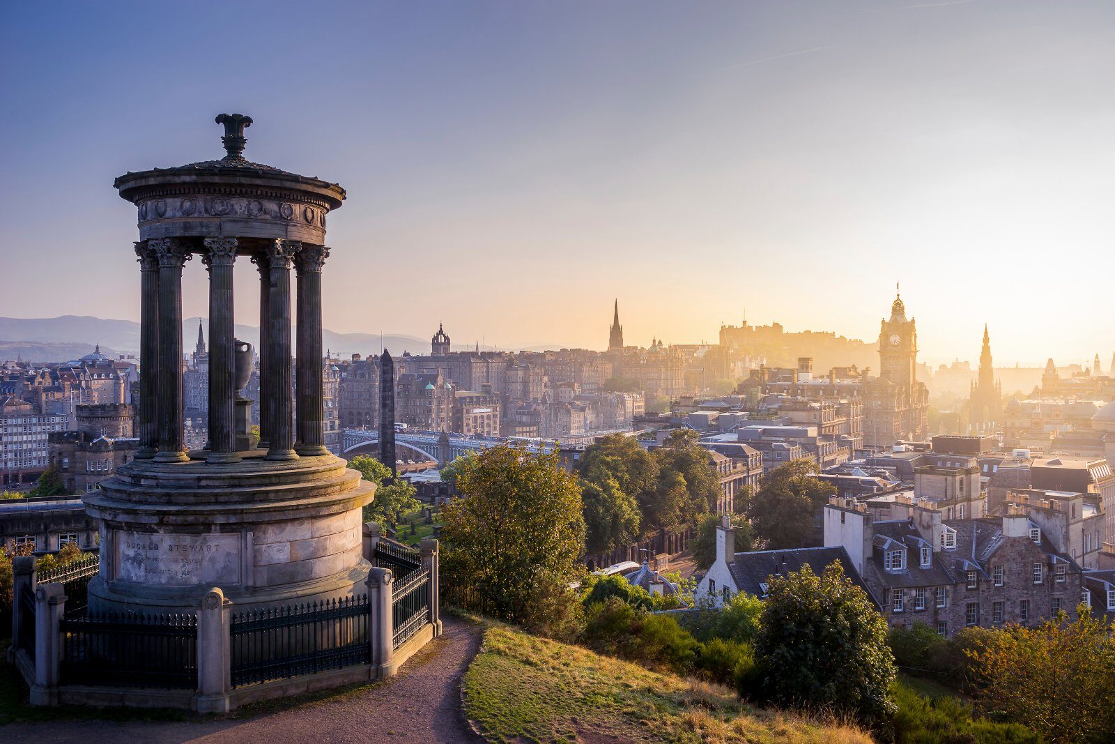Calton Hill monument at sunset, Edinburgh