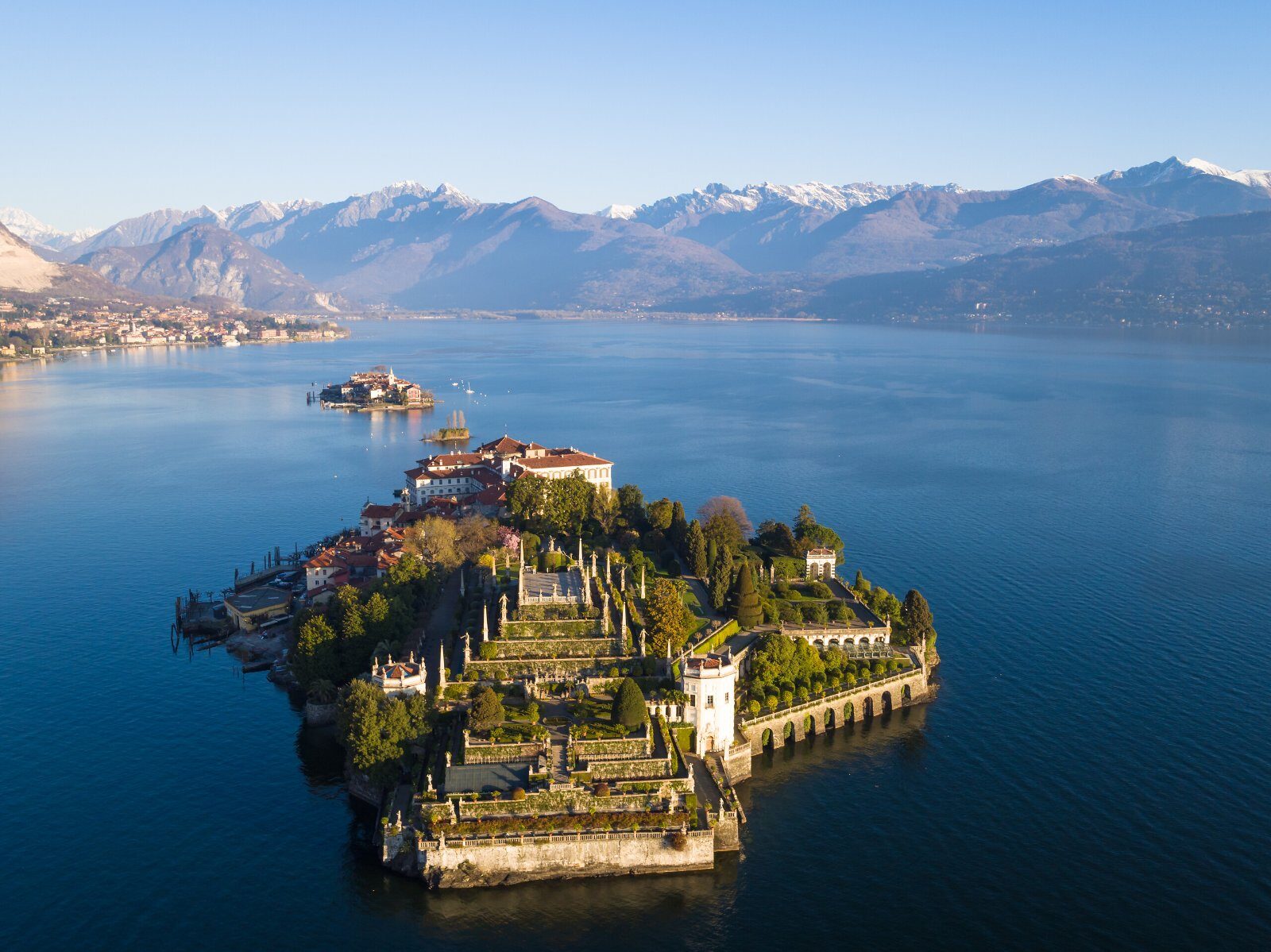 Wooded island in the middle of a great Italian lake