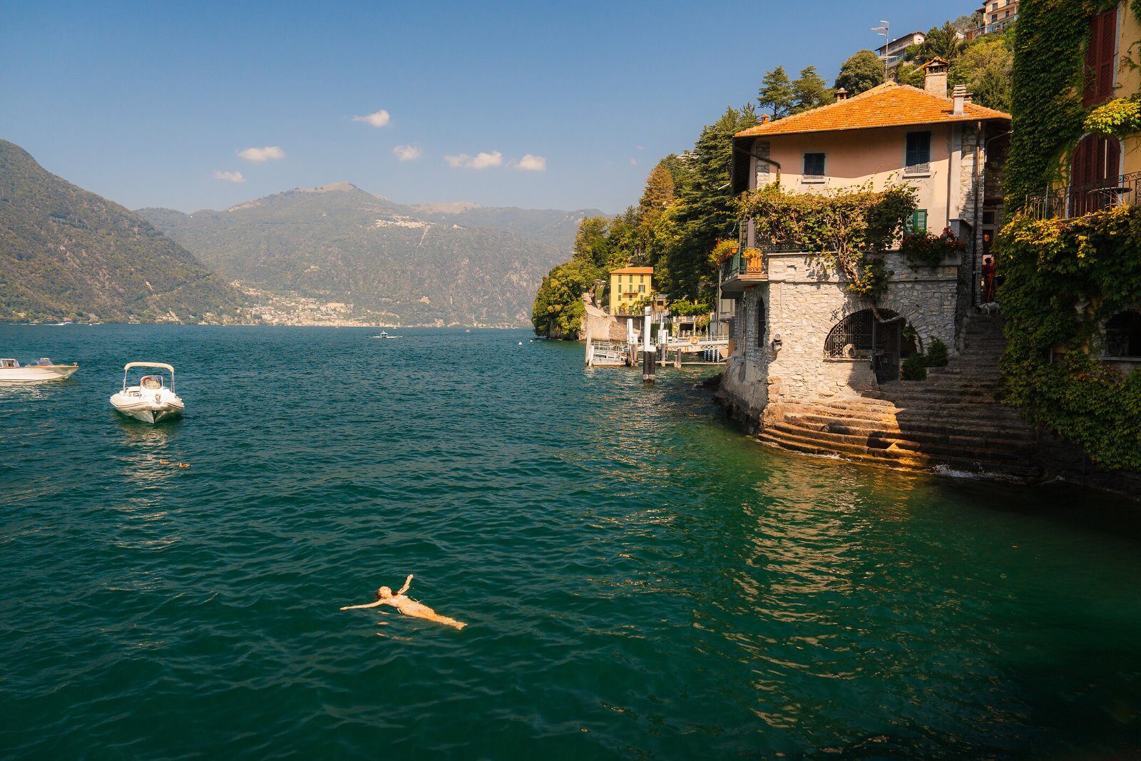 Lakeside village on an Italian lake