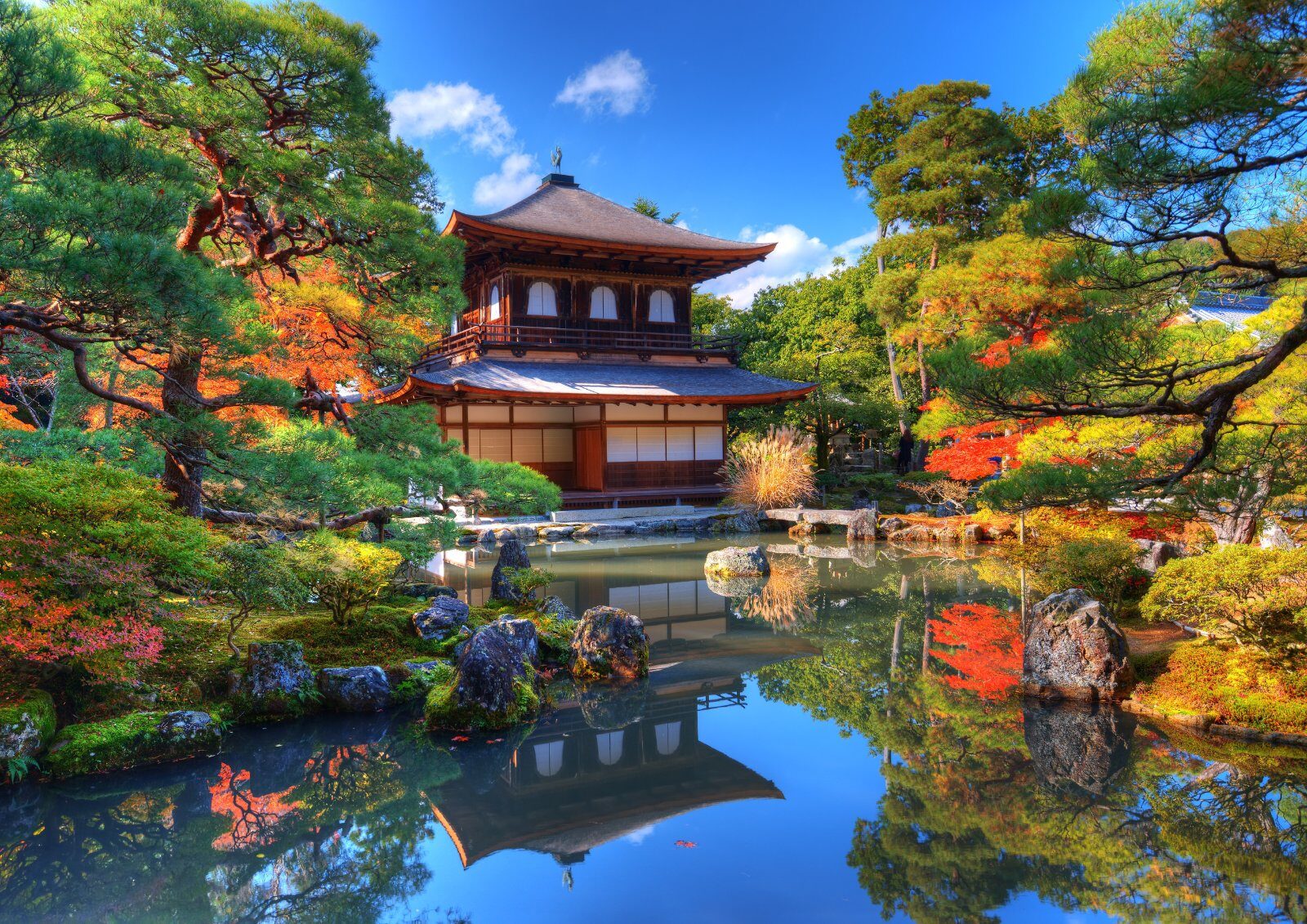 Japanese temple and garden in autumn colours