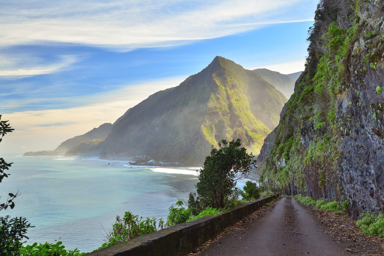 Cliffs plunging into the Atlantic in Madeira