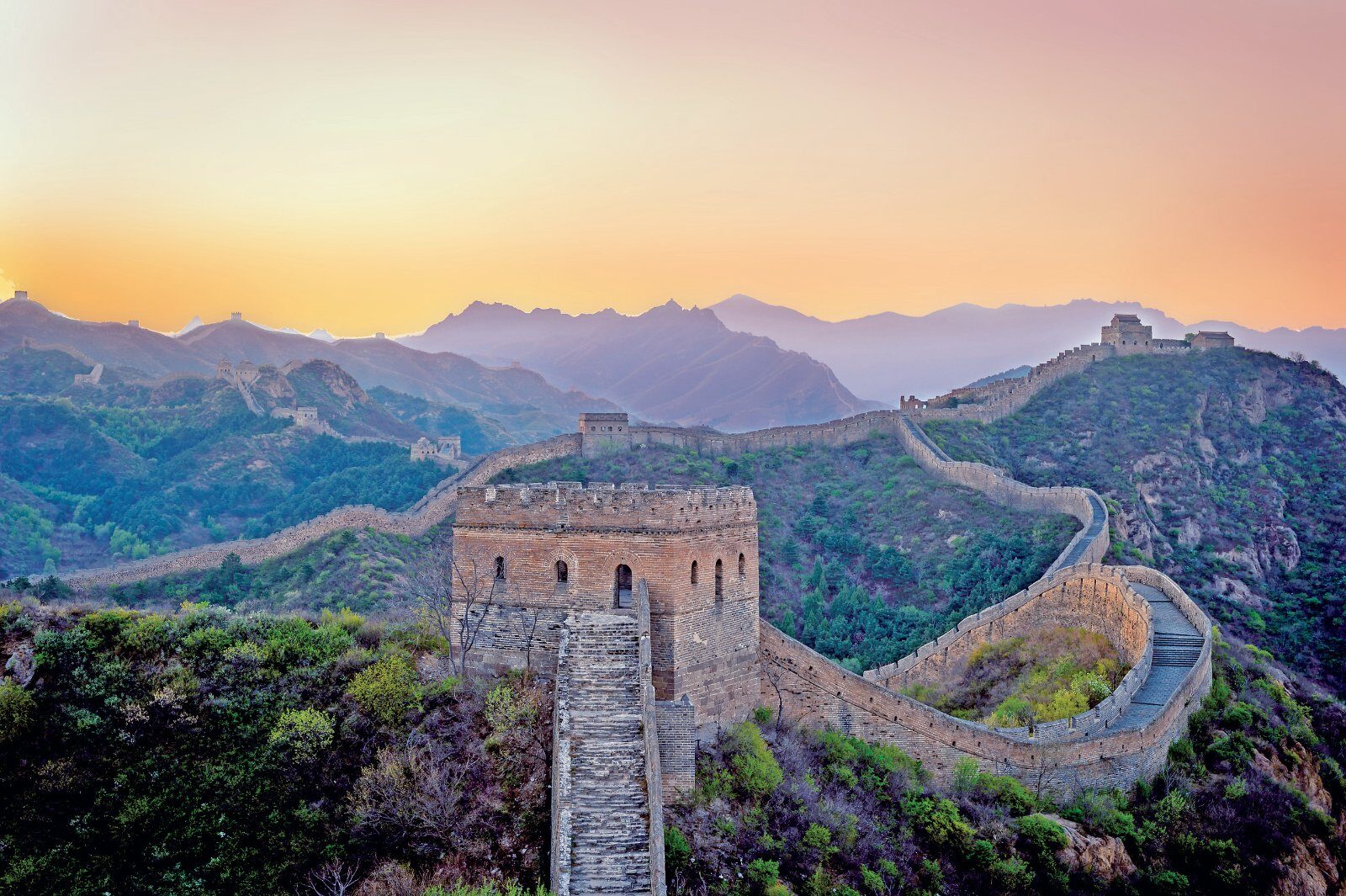 The Great Wall of China at sunset