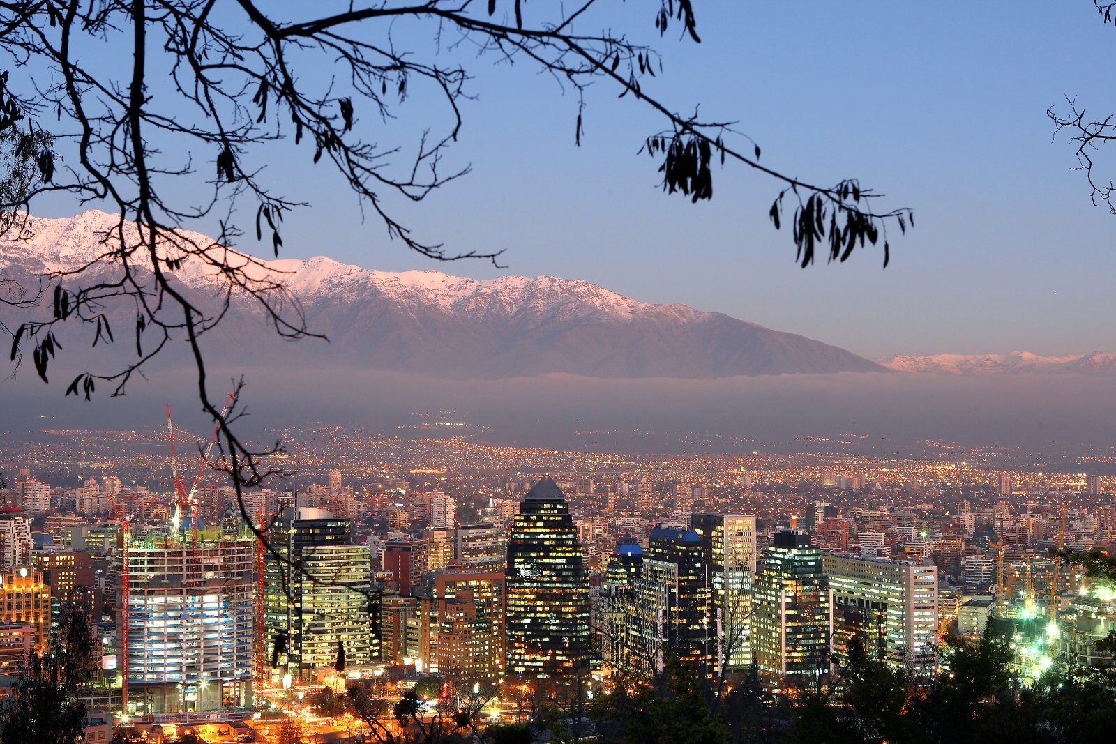 Santiago de Chile and the Andes at dusk