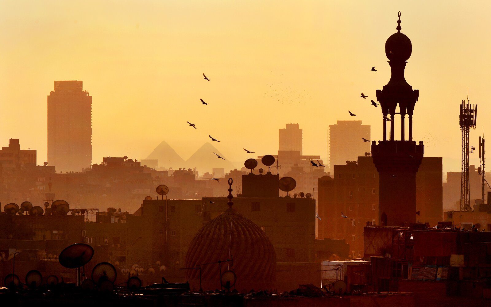 Cairo minarets at sunset