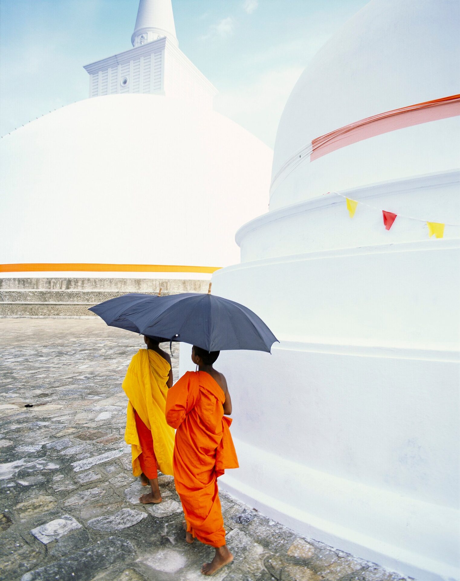 White stupa of a Buddhist temple in Sri Lanka