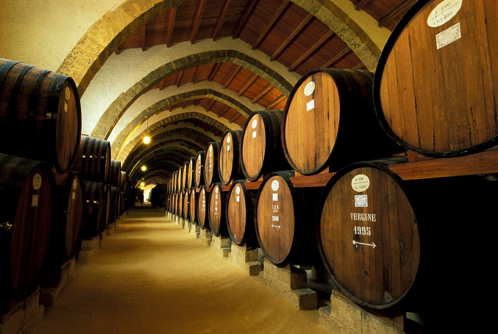 Wine barrels in a Sicilian cellar