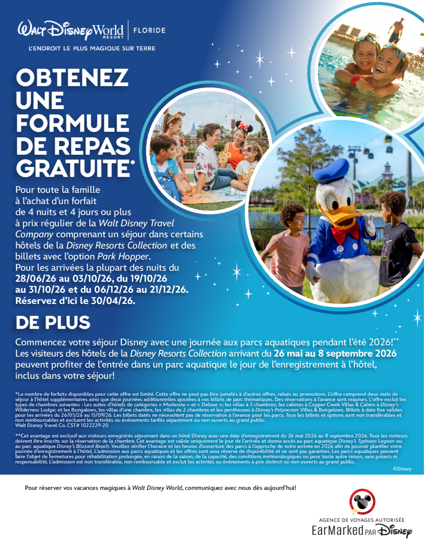 Walt Disney World Resort en Floride Obtenez une formule de repas gratuite Créateurs de Magie Voyages Synergia