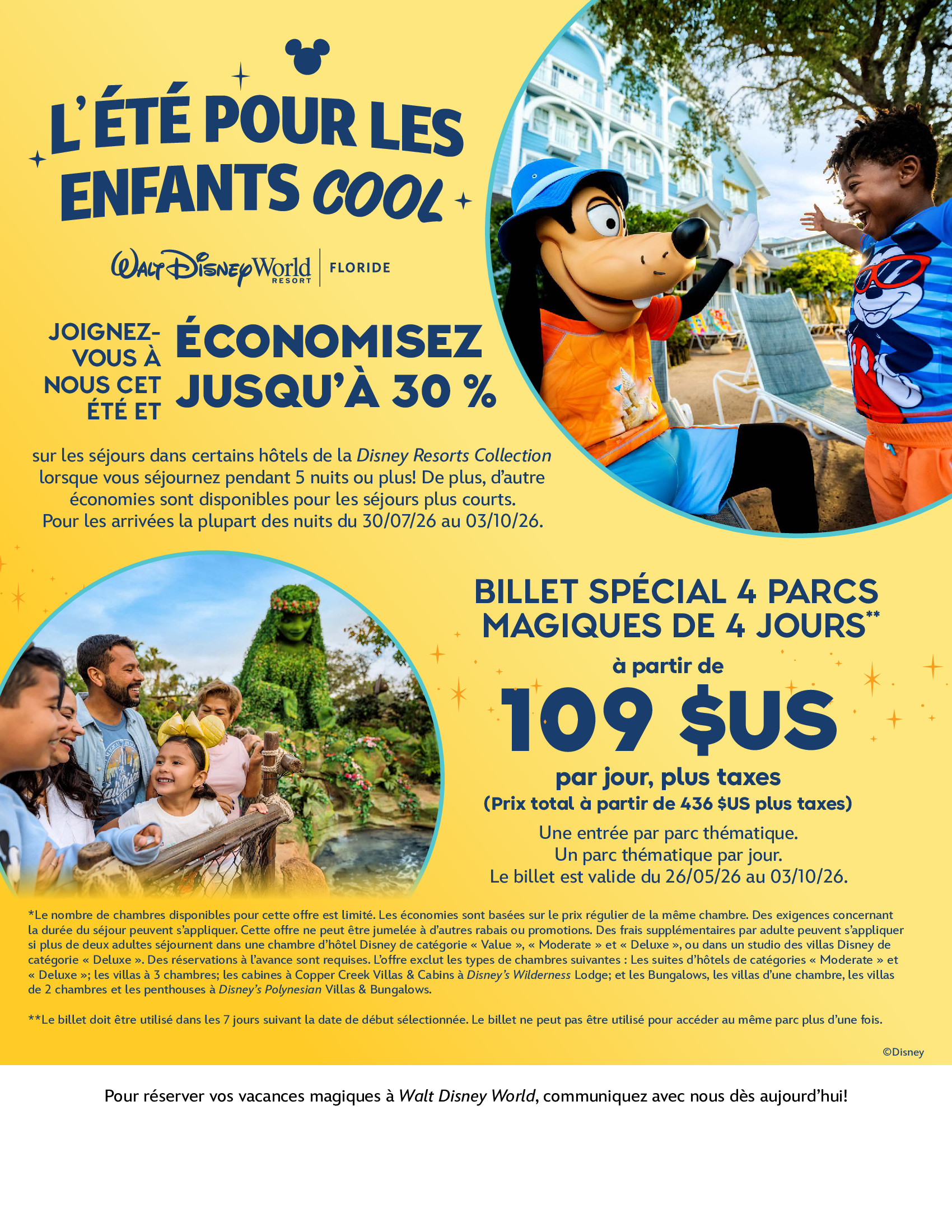 Walt Disney World Resort en Floride Économisez jusqu'à 30% + Billet 4 parcs Magiques de 4 jours Créateurs de Magie Voyages Synergia