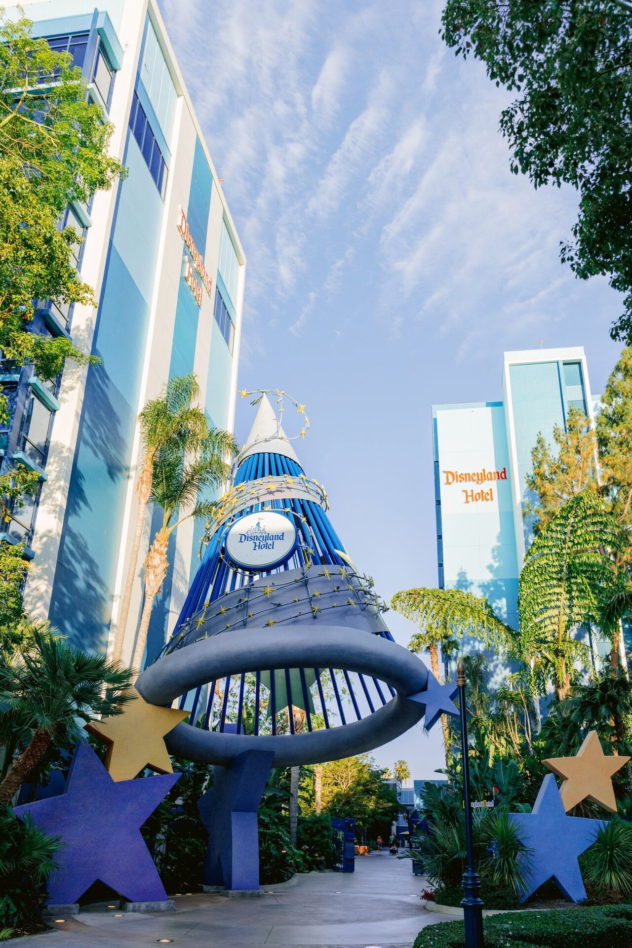 The towers and pool of the Disneyland Hotel at the Disneyland Resort in California The towers and pool of the Disneyland Hotel at the Disneyland Resort in California