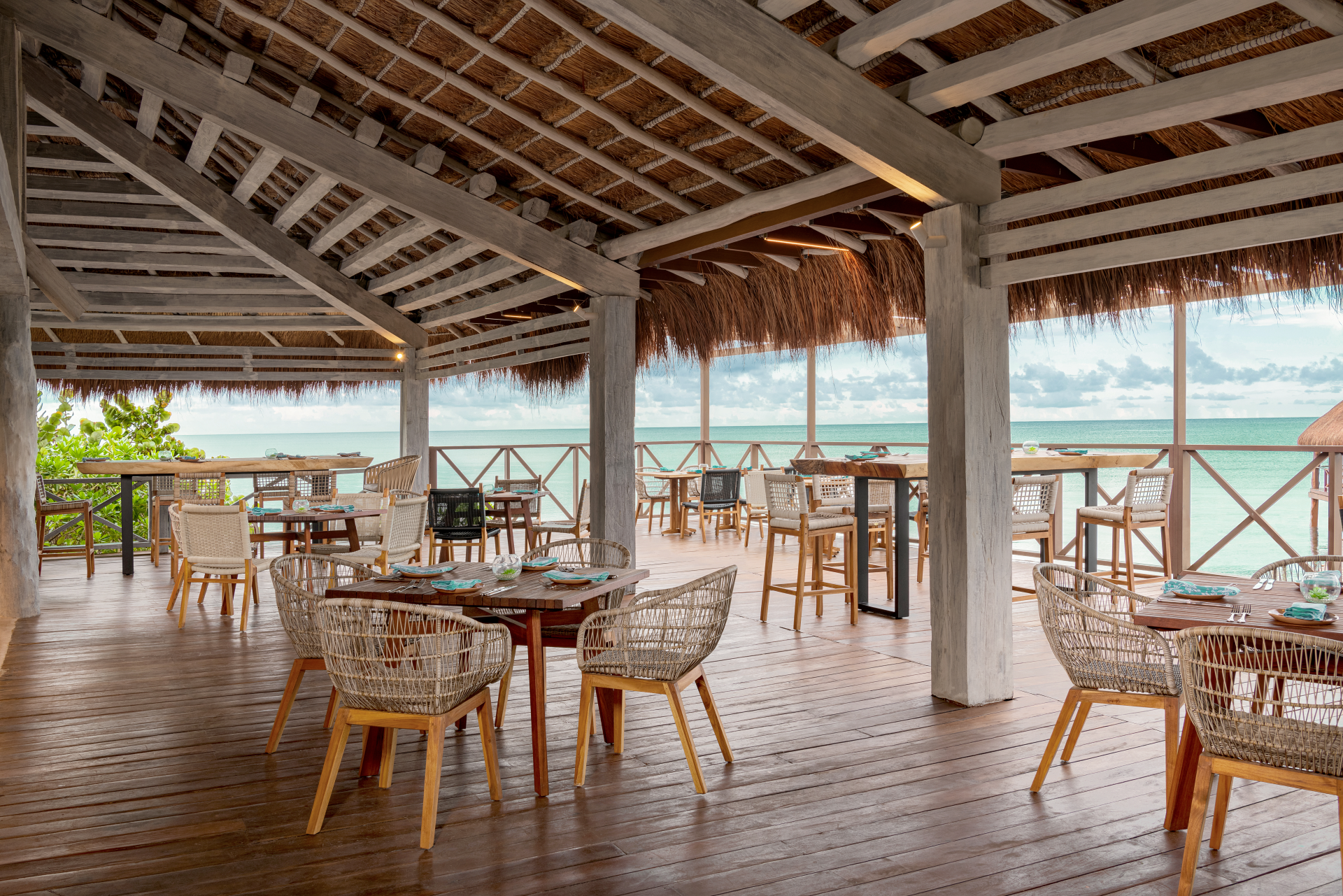 A restaurent next to the beach at Dreams Puerto Morelos, Riviera Maya with Aquaterra Travels