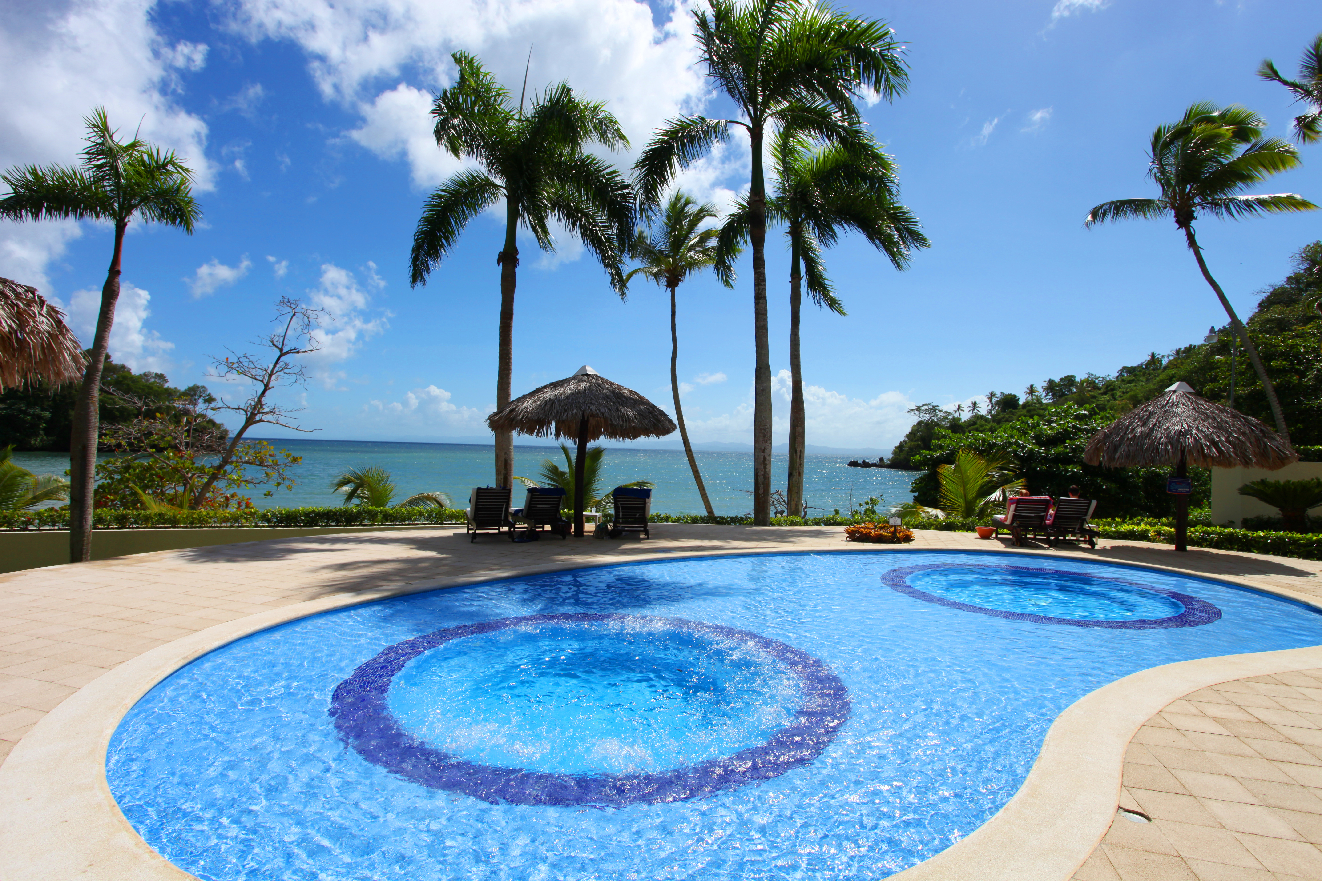 A blue pool at Eurostars Grand Cayacoa Samana with Voyages Aqua Terra