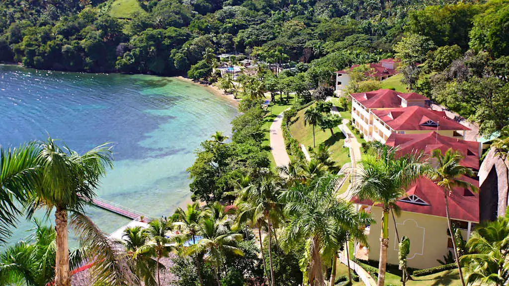 A view from high of the Eurostars Grand Cayacoa Samana with Voyages Aqua Terra