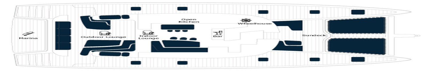 Marina, Outdoor Lounge, Indoor Lounge, Open Kitchen, Wheelhouse, Bar and Sundeck