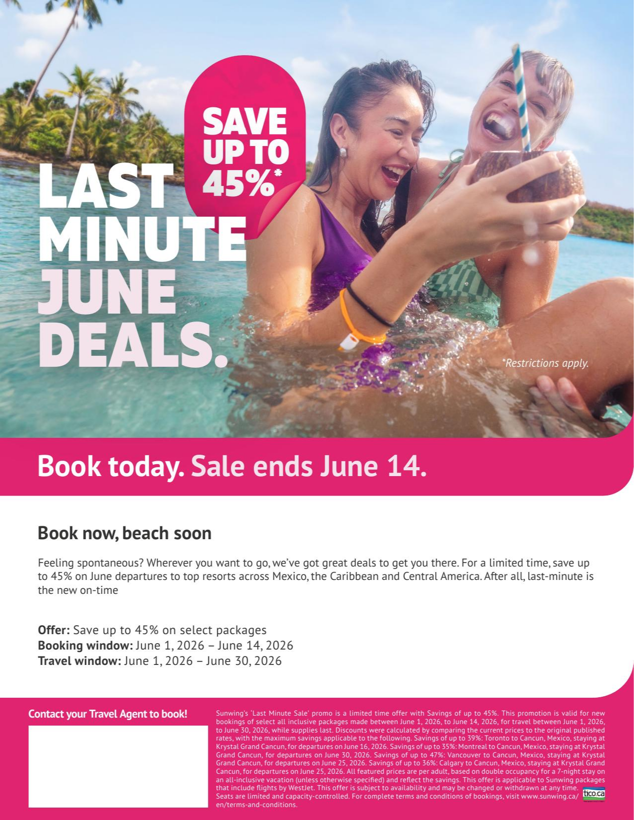 Sunwing Promotion Last minute June Deals with Voyages Aqua Terra Sunwing Promotion Last minute June Deals with Voyages Aqua Terra