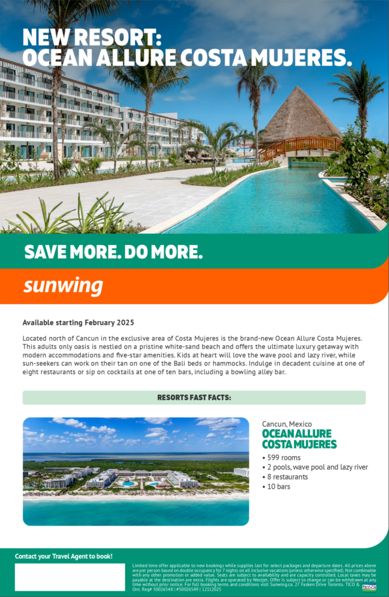 Sunwing Vacations Promotion New Resort Ocean Allure Costa Mujeres with Voyages Aqua Terra