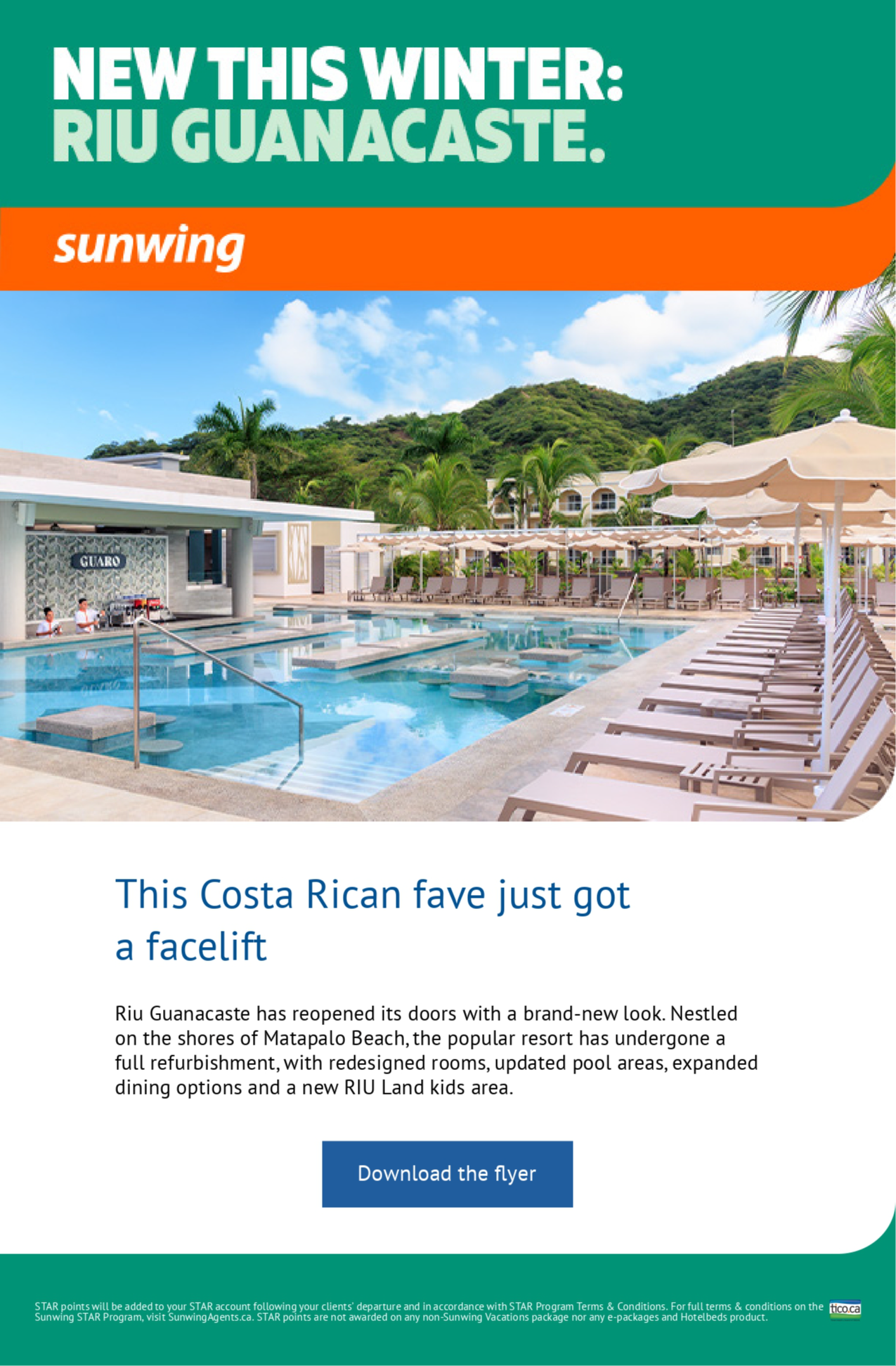 Sunwing Vacations Promotion New This Winter Riu Guanacaste with Voyages Aqua Terra Sunwing Vacations Promotion New This Winter Riu Guanacaste with Voyages Aqua Terra