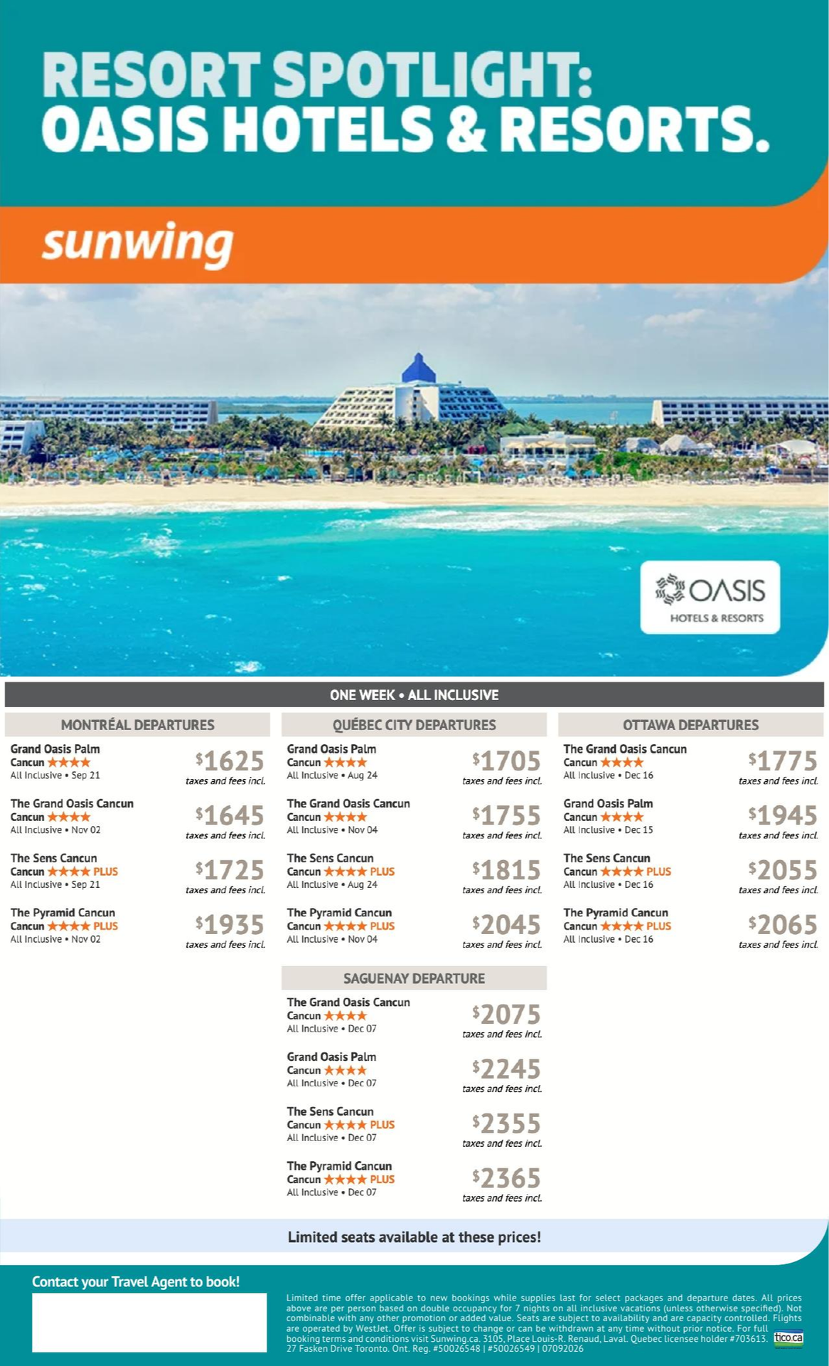 Sunwing Promotion Resort Spotlight : Oasis Hotels & Resorts with Voyages AquaTerra