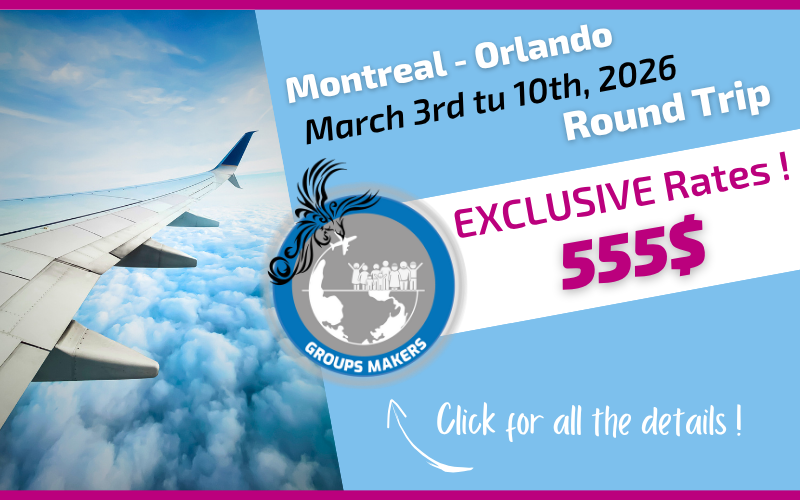 Exclusive rate Voyages Aqua Terra round-trip flight Montreal Orlando from March 3rd tu 10th, 2026