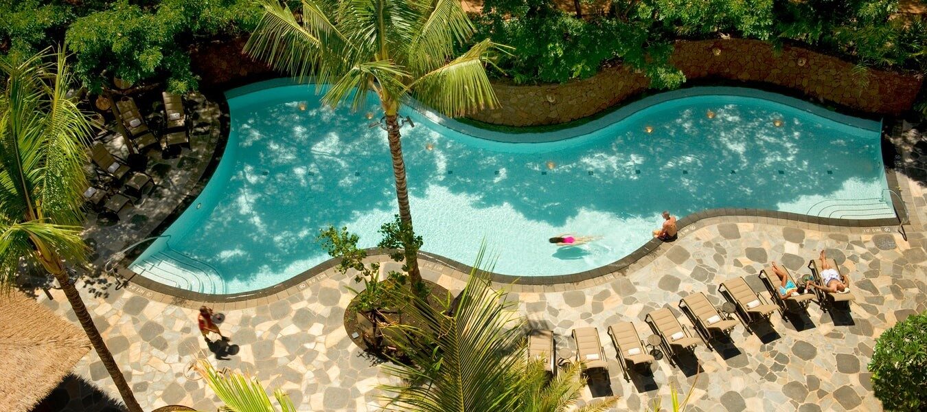 The adults-only Wailana Pool seen from above at Aulani The adults-only Wailana Pool seen from above at Aulani
